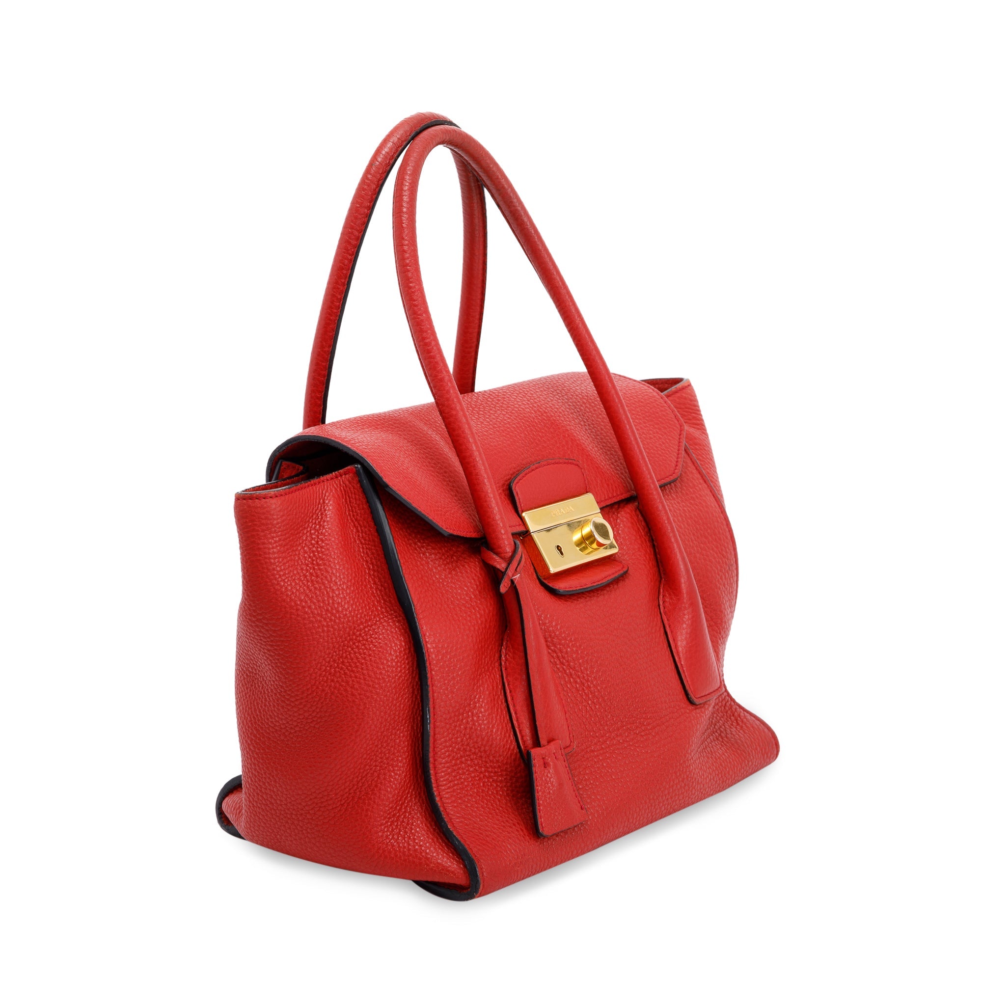 Prada Red Vitello Daino Sound Twin Pocket Tote w/ Strap