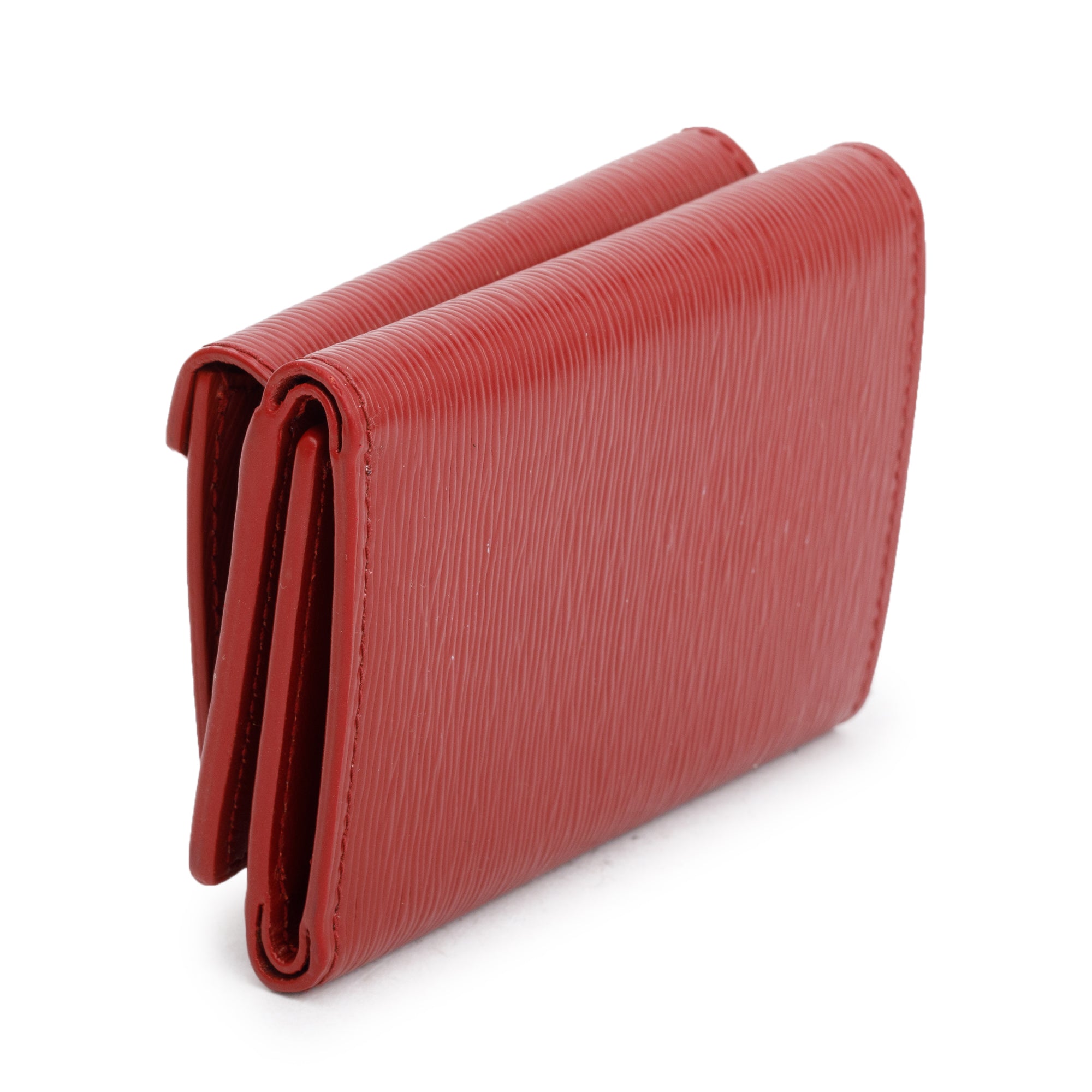 Prada Red Vitello Move Leather Compact Tri-Fold Wallet w/ Box