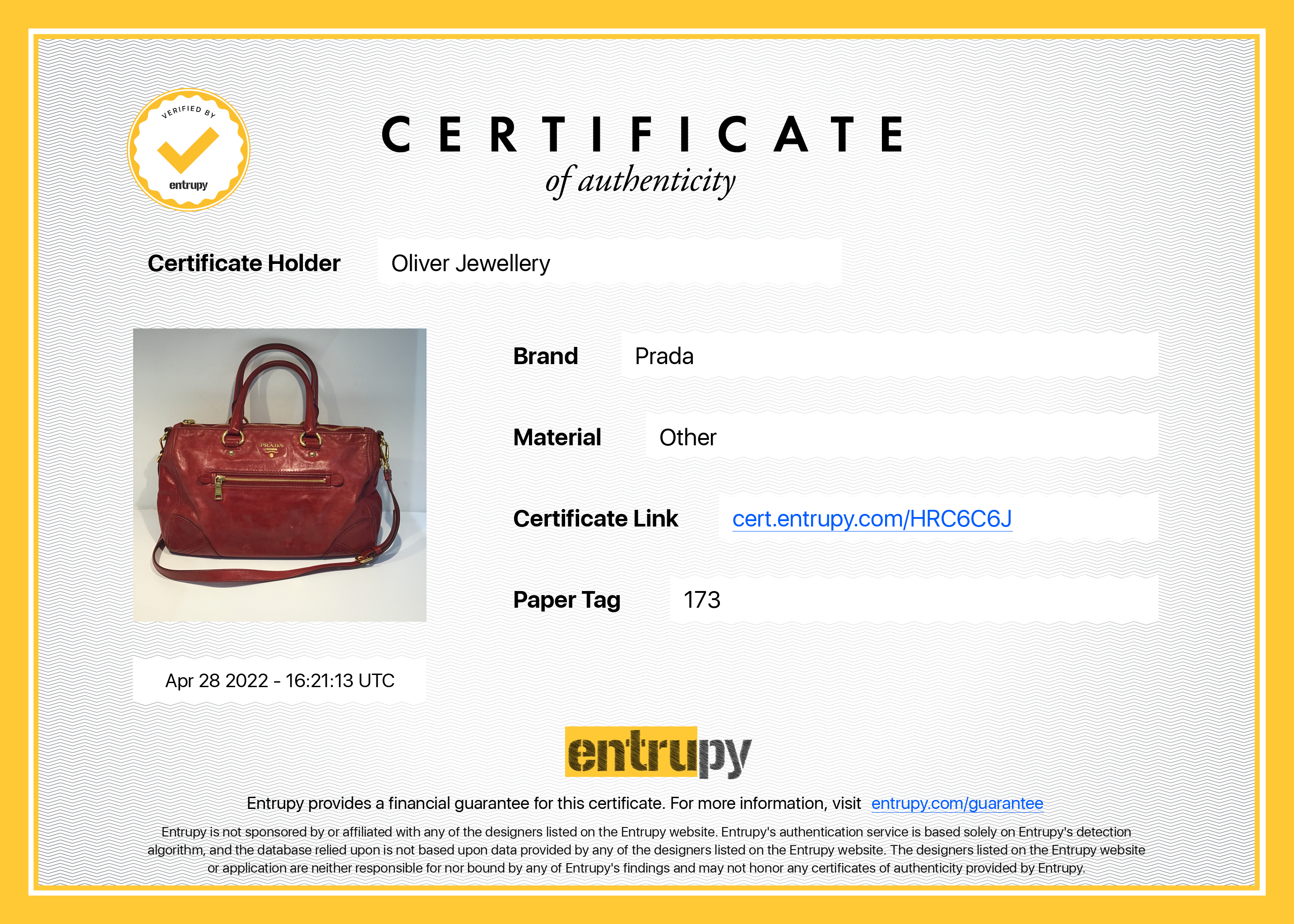 Prada Red Vitello Shine Tote w/ Strap
