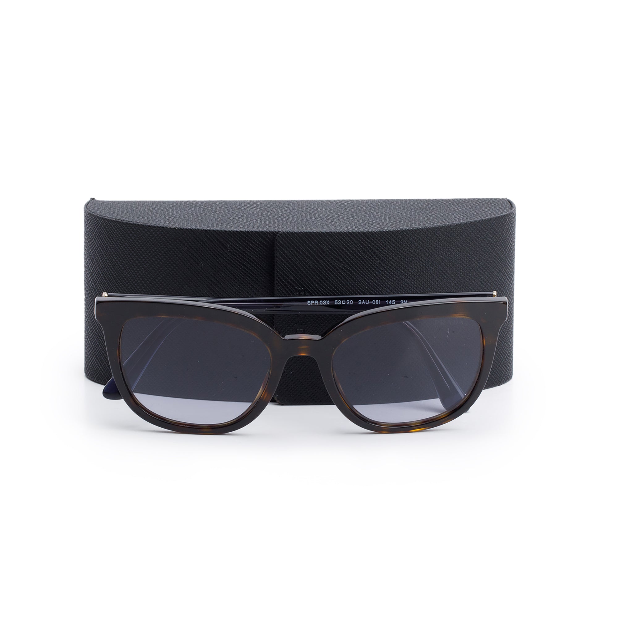 Prada SPR 03X Havana Acetate Pilot Cat Eye Sunglasses w/ Case