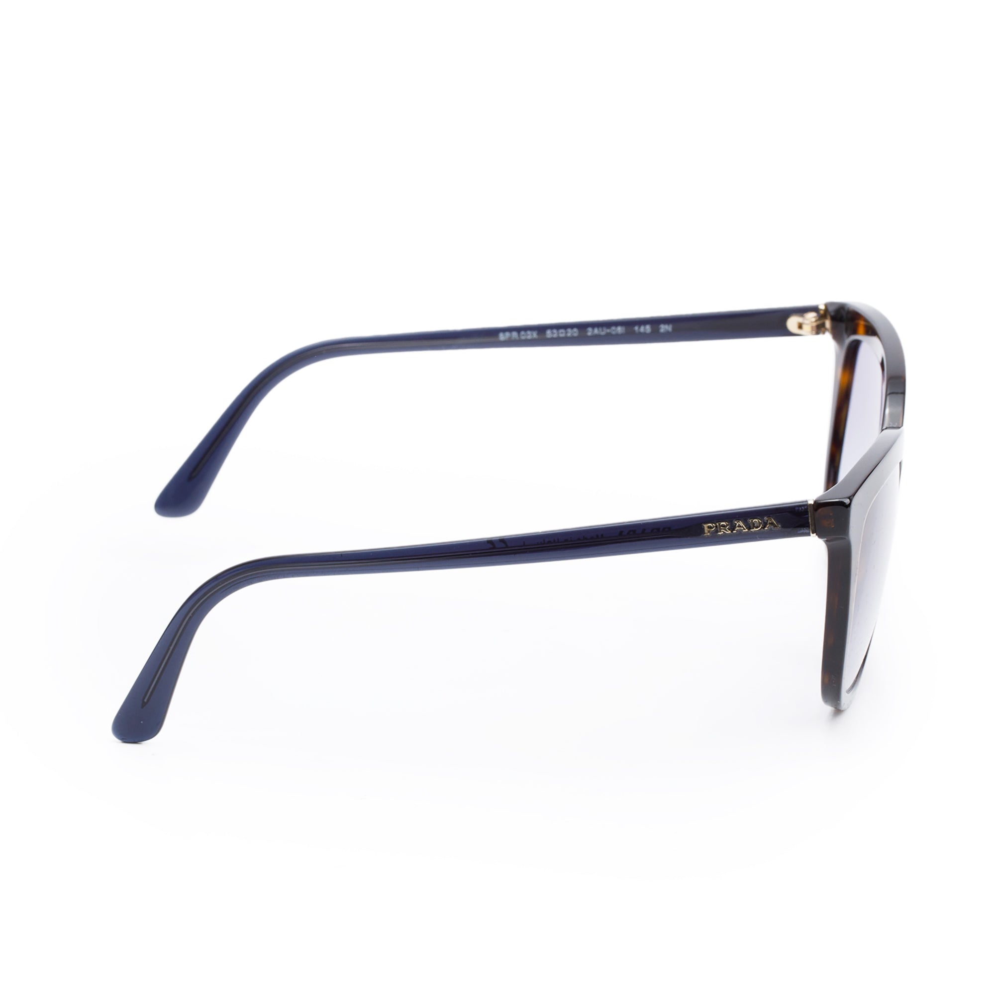 Prada SPR 03X Havana Acetate Pilot Cat Eye Sunglasses w/ Case