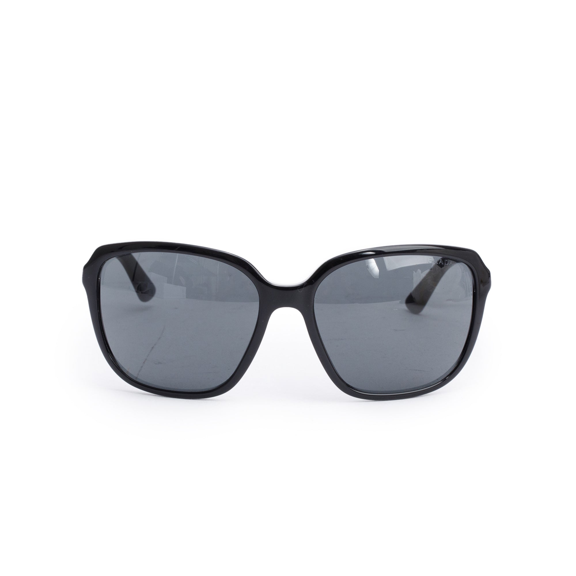 Prada SPR 10V Black Acetate Square Sunglasses w/ Box & Case