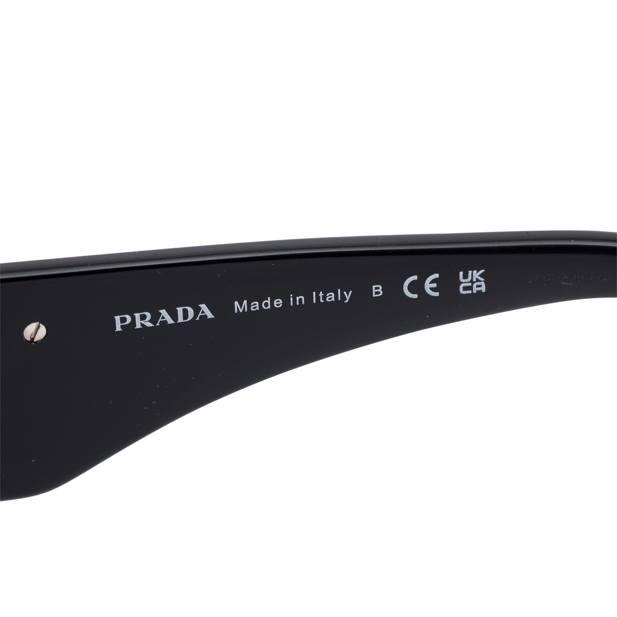 Prada SPR 13Z Black Acetate Symbole Rectangular Cat-Eye Sunglasses w/ Case