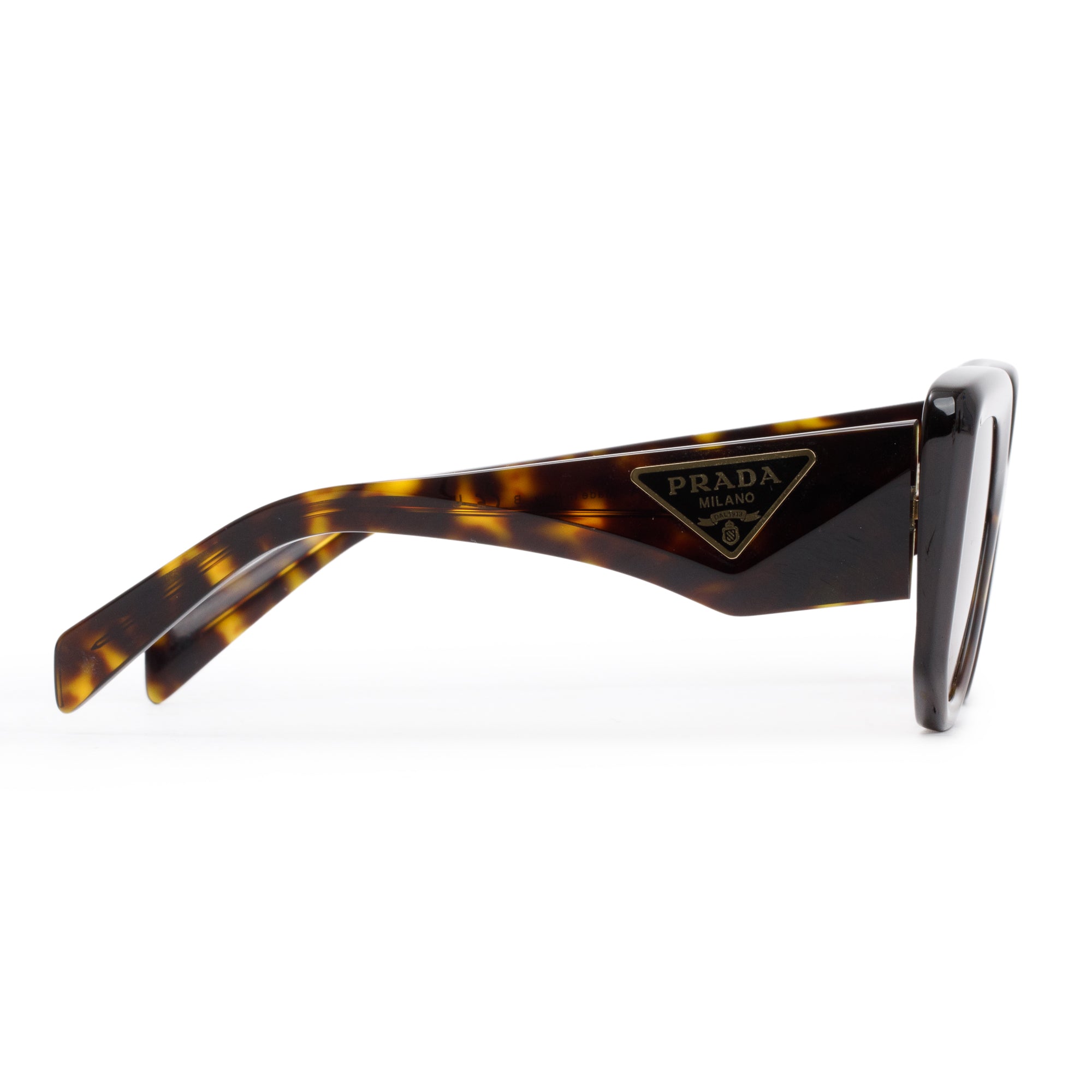 Prada SPR 14Z Havana Acetate Triangle Logo Sunglasses w/ Case