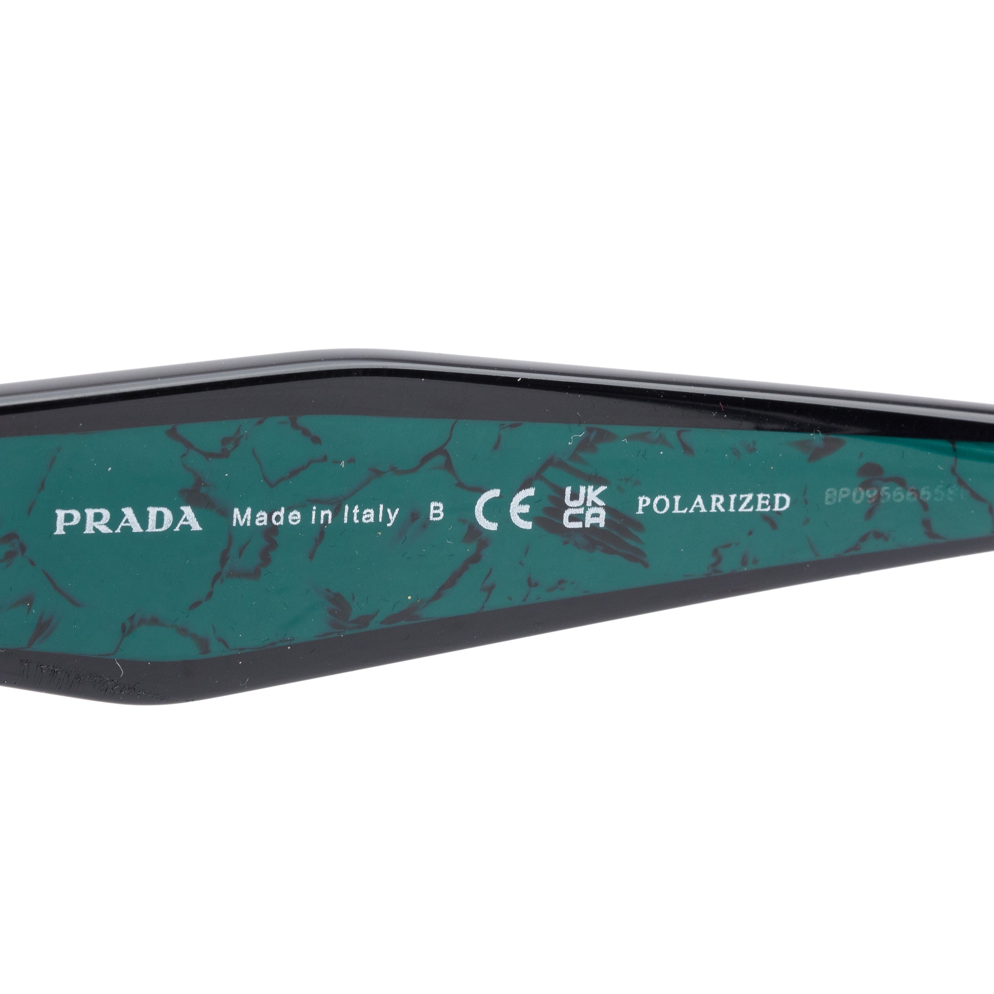 Prada SPR 15W Black/Green Acetate Prada Logo Sunglasses w/ Case