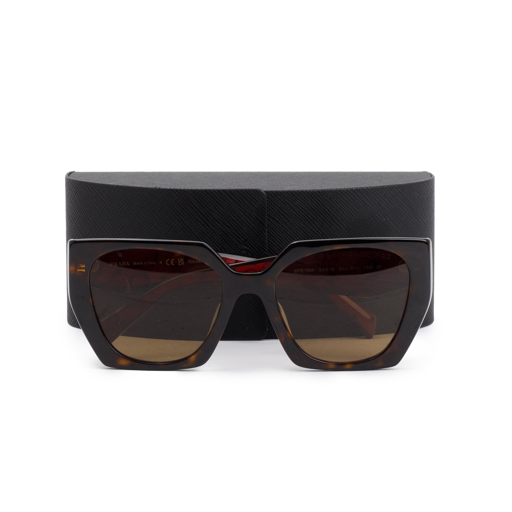 Prada SPR 15W Brown & Red Acetate Cat-Eye Sunglasses w/ Case
