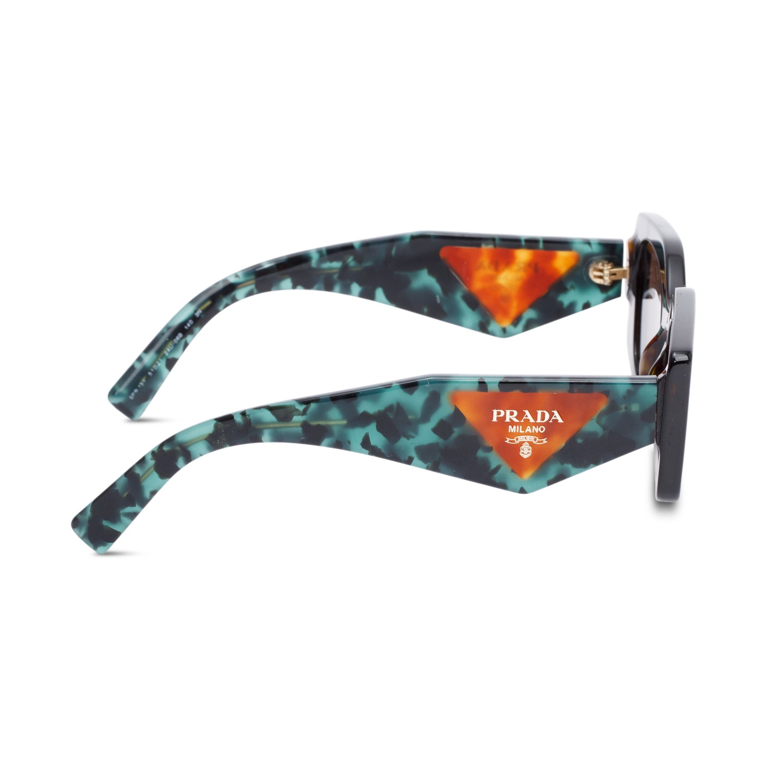 Prada SPR 15Y Brown/Green Camou Acetate Prada Logo Rectangular Sunglasses