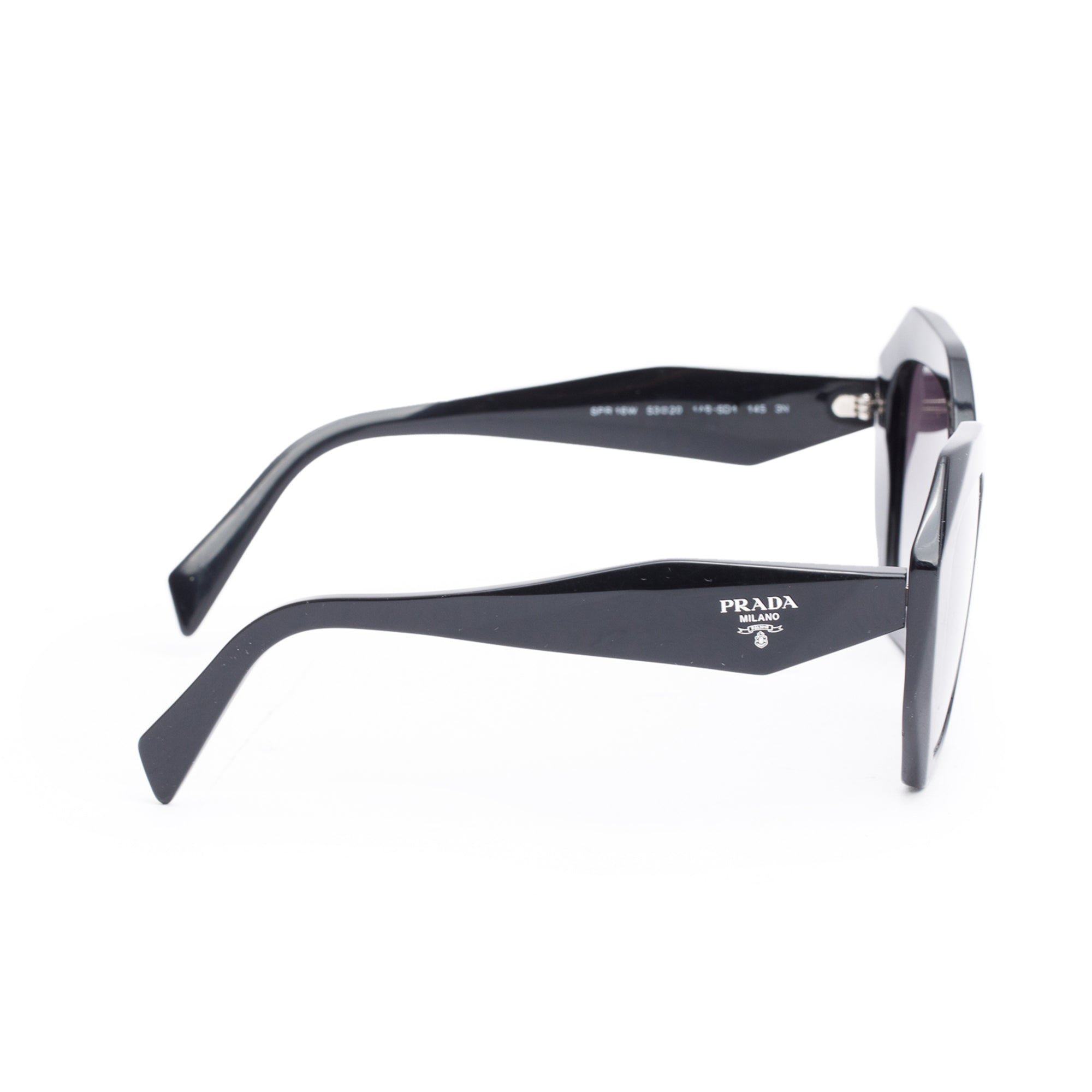 Prada SPR 16W Black Acetate Symbole Geometric Sunglasses