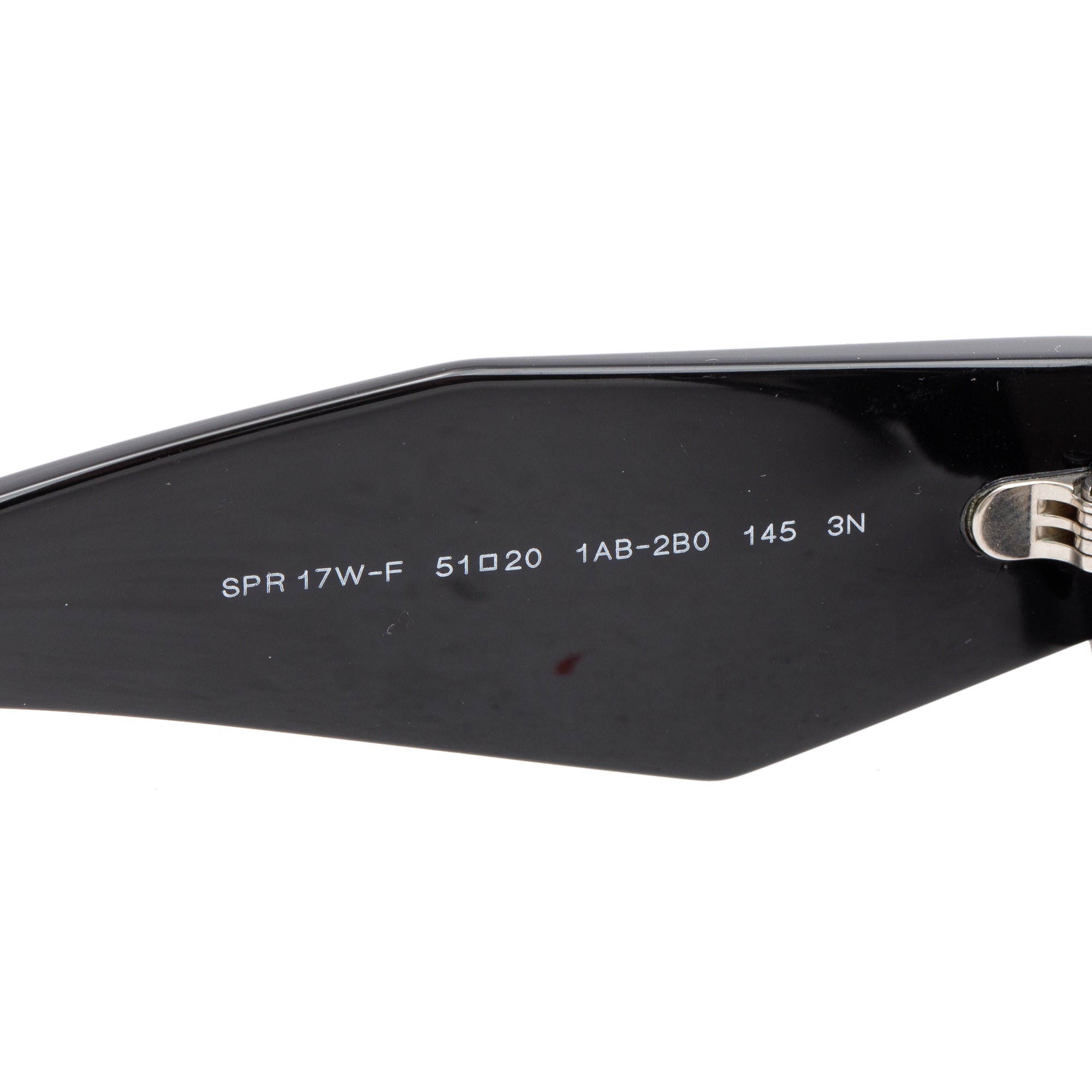 Prada SPR 17W Black Acetate Symbole Rectangular Sunglasses