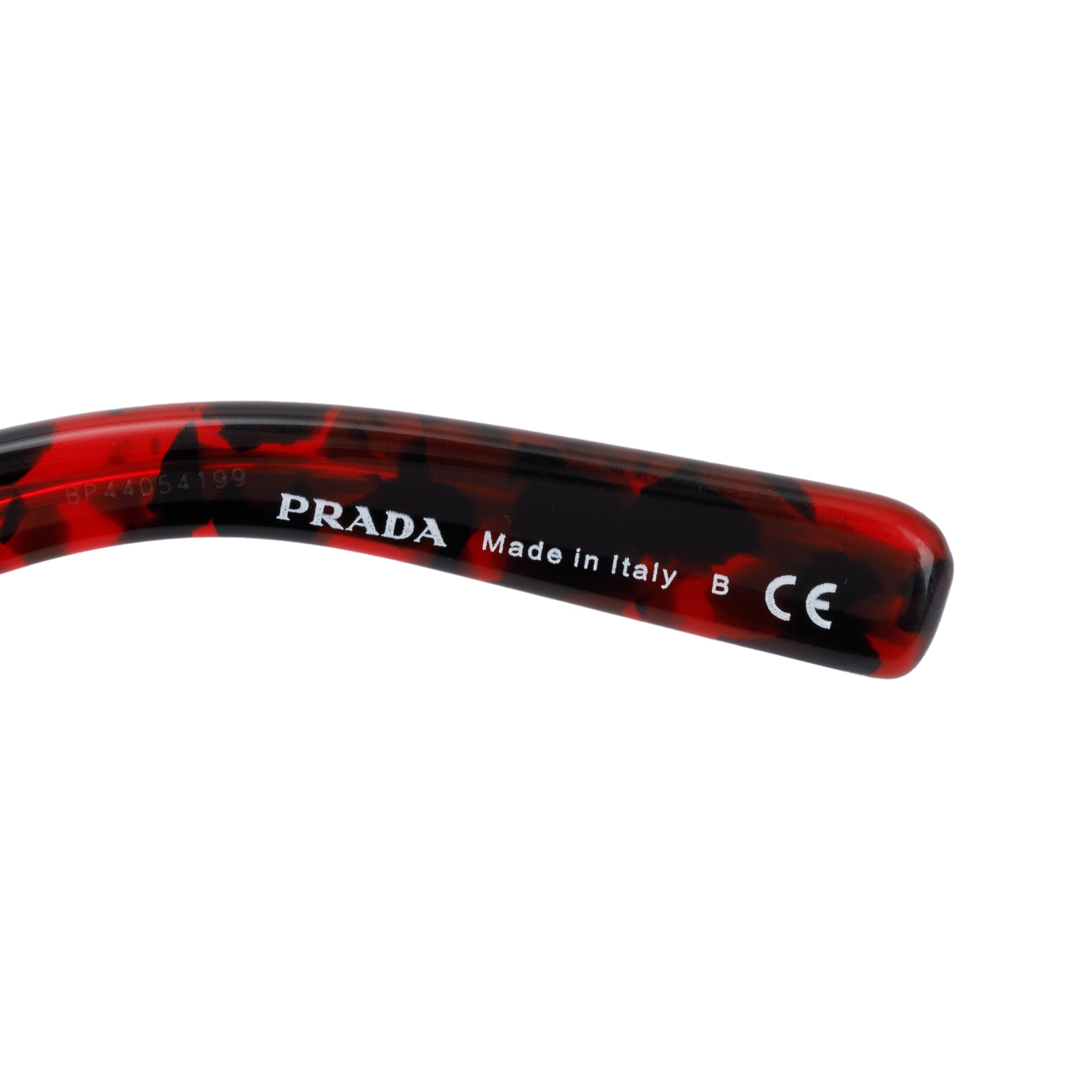 Prada SPR 22Y Black & Red Acetate Square Sunglasses w/ Case
