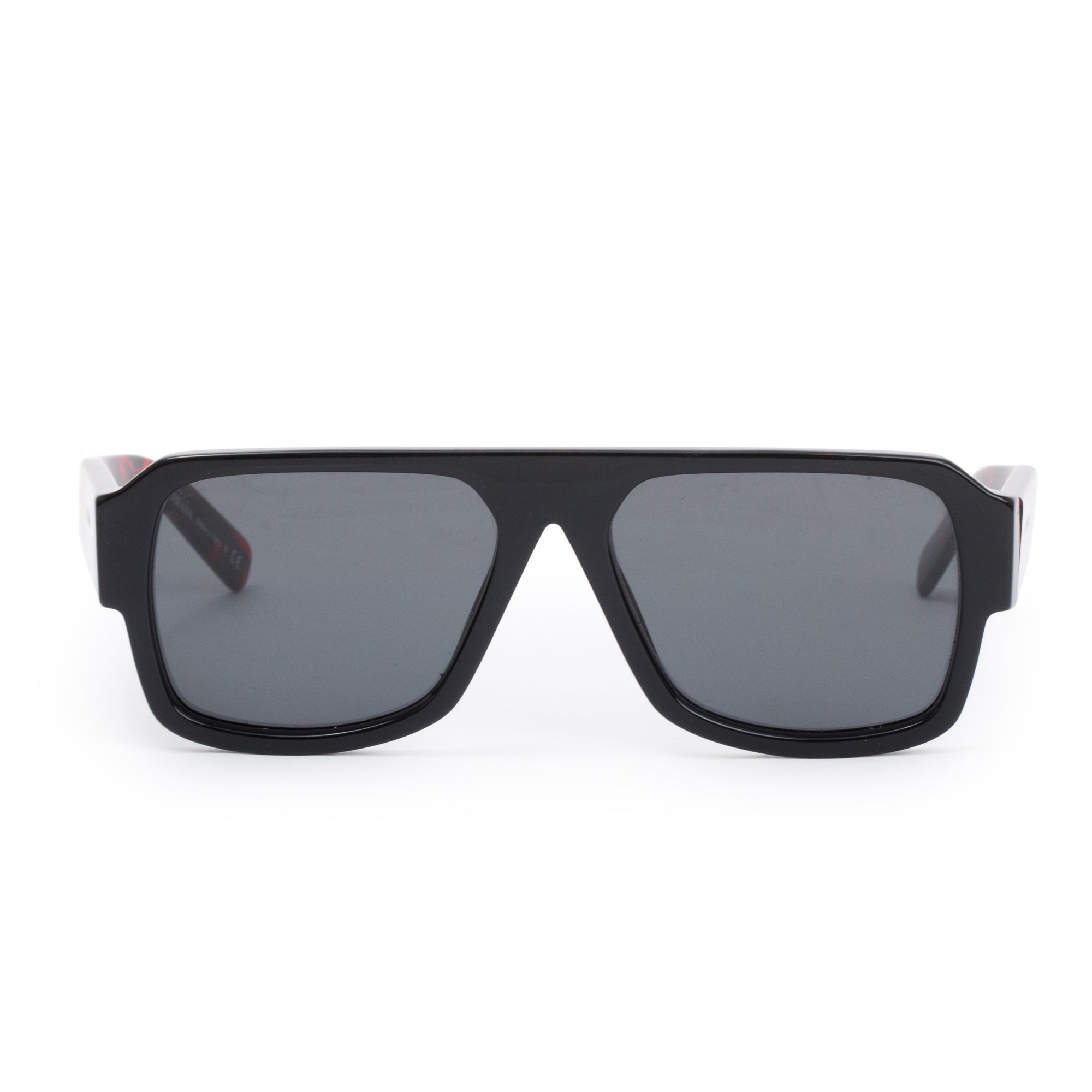 Prada SPR 22Y Black & Red Acetate Square Sunglasses w/ Case