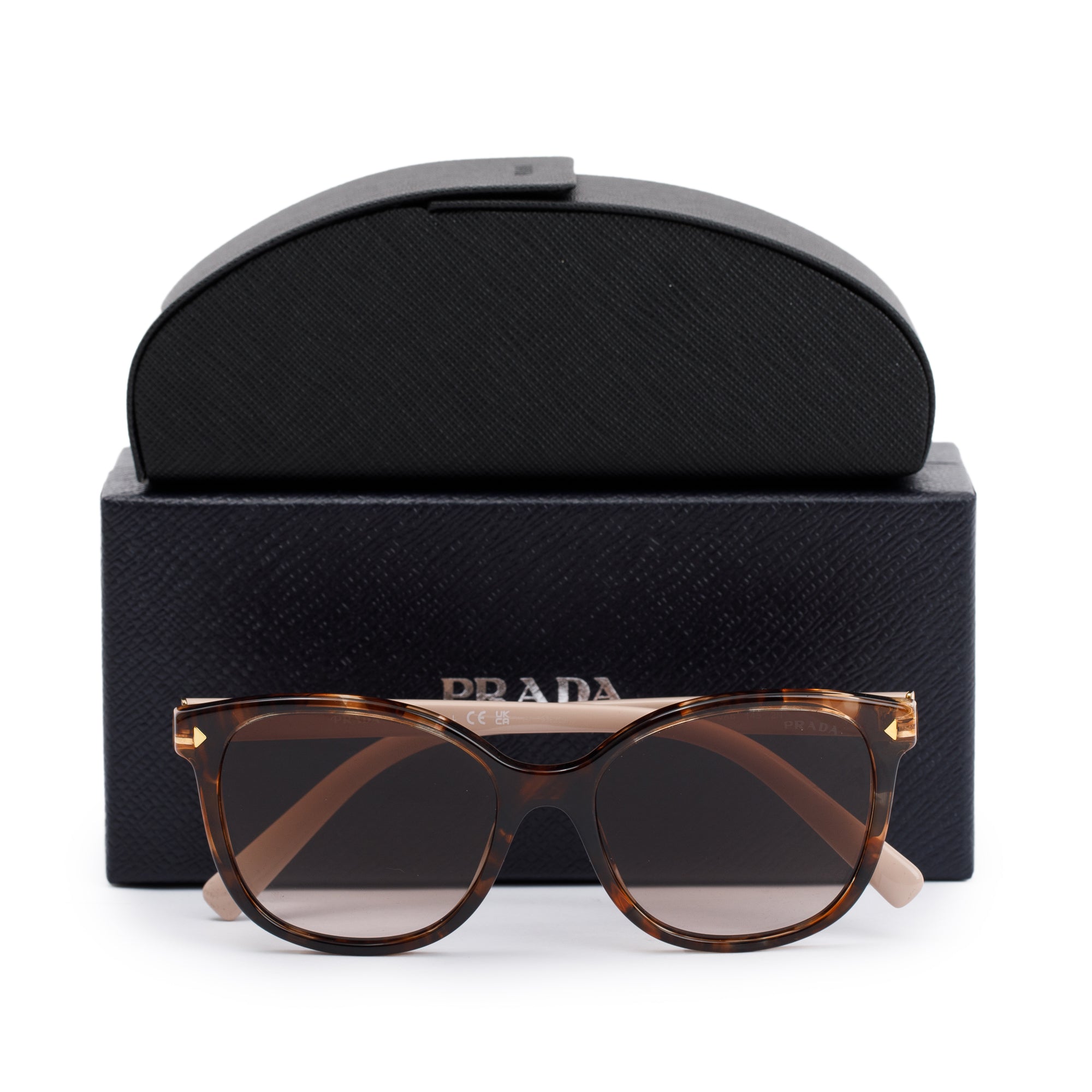 Prada SPR 22Z Beige/Brown Acetate Gradient Sunglasses w/ Box & Case