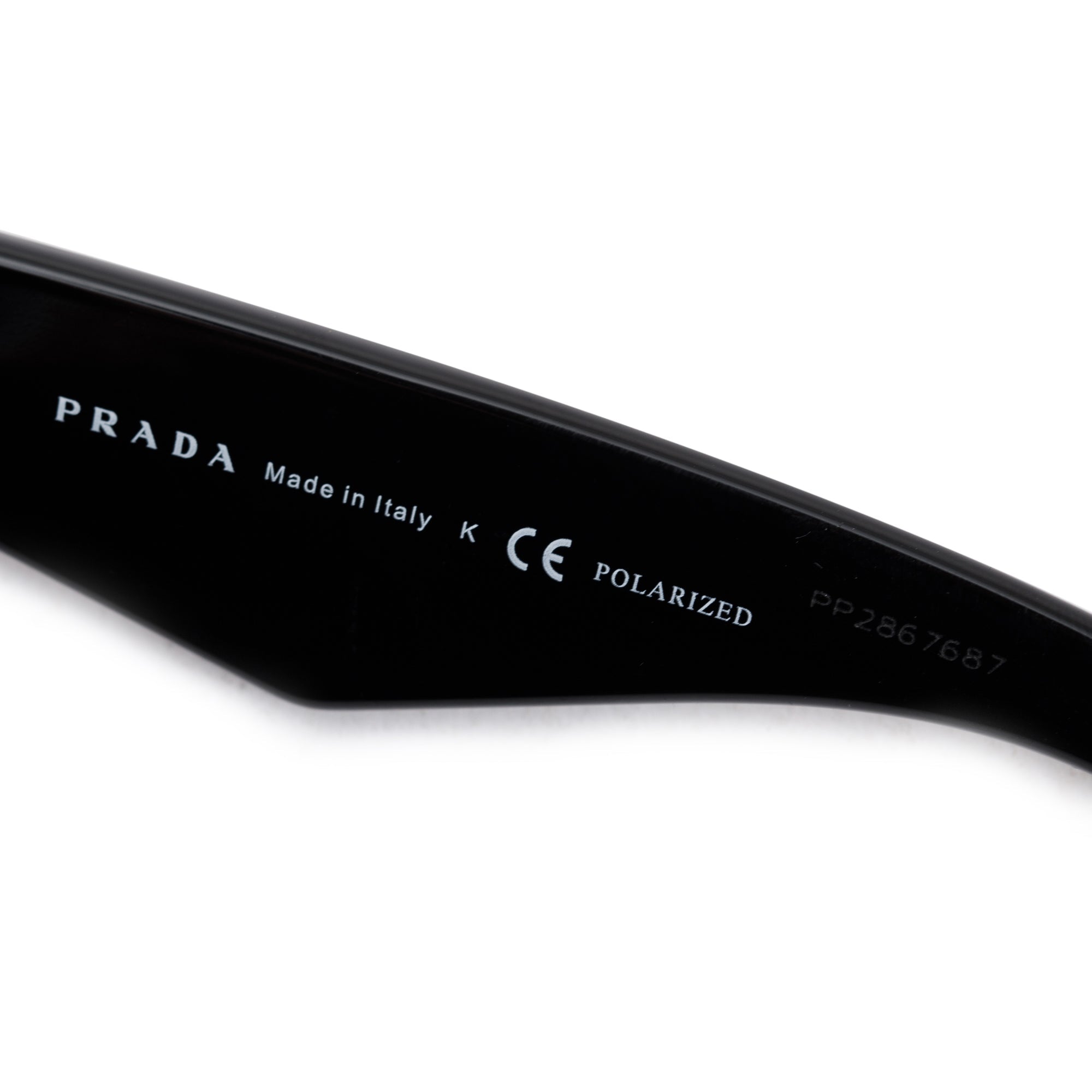 Prada SPR 32P Black Acetate Triangle Logo Sunglasses w/ Box & Case