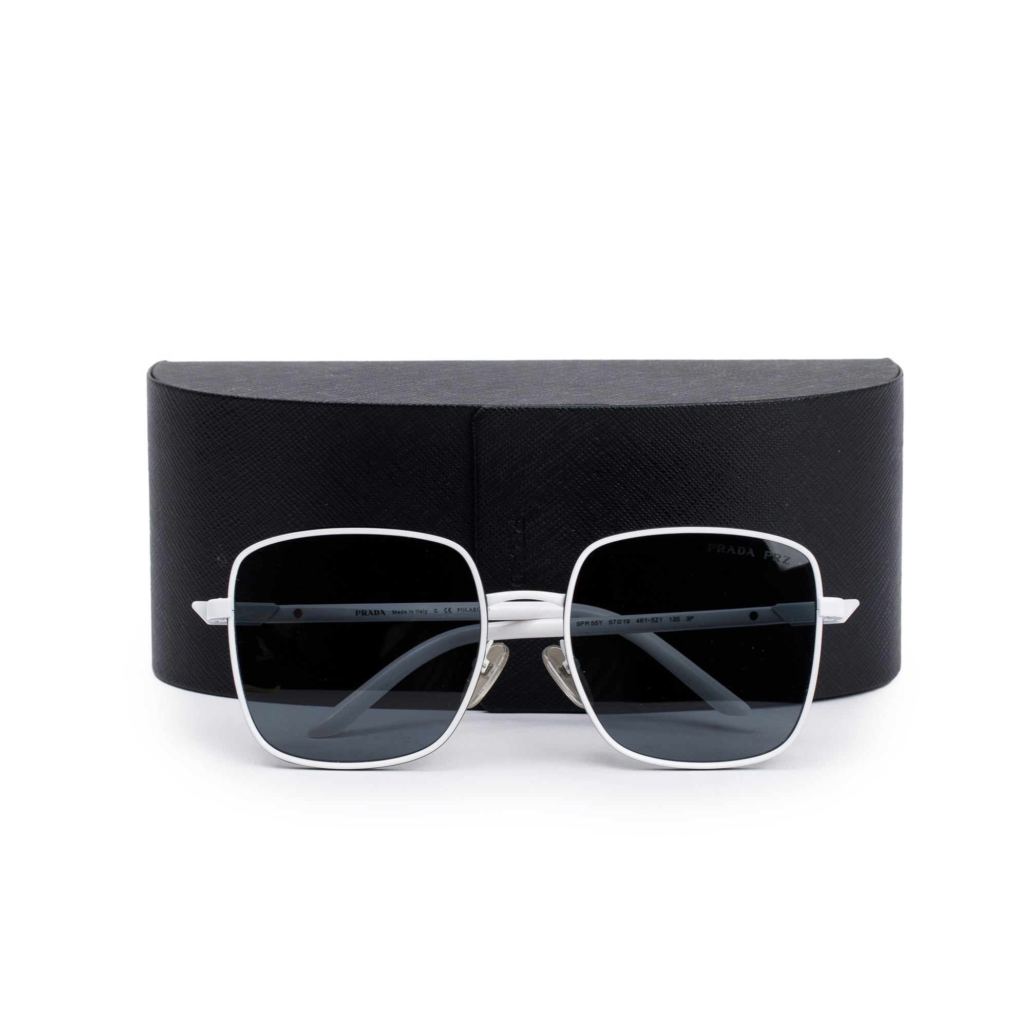Prada SPR 55Y White Acetate Logo Square Sunglasses
