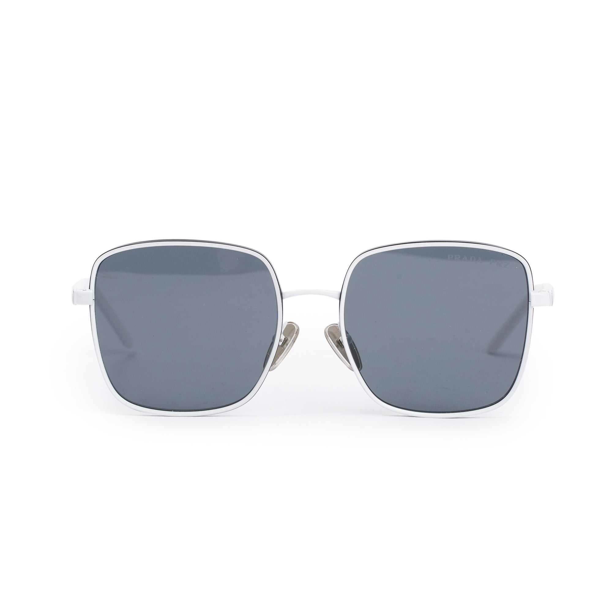 Prada SPR 55Y White Acetate Logo Square Sunglasses