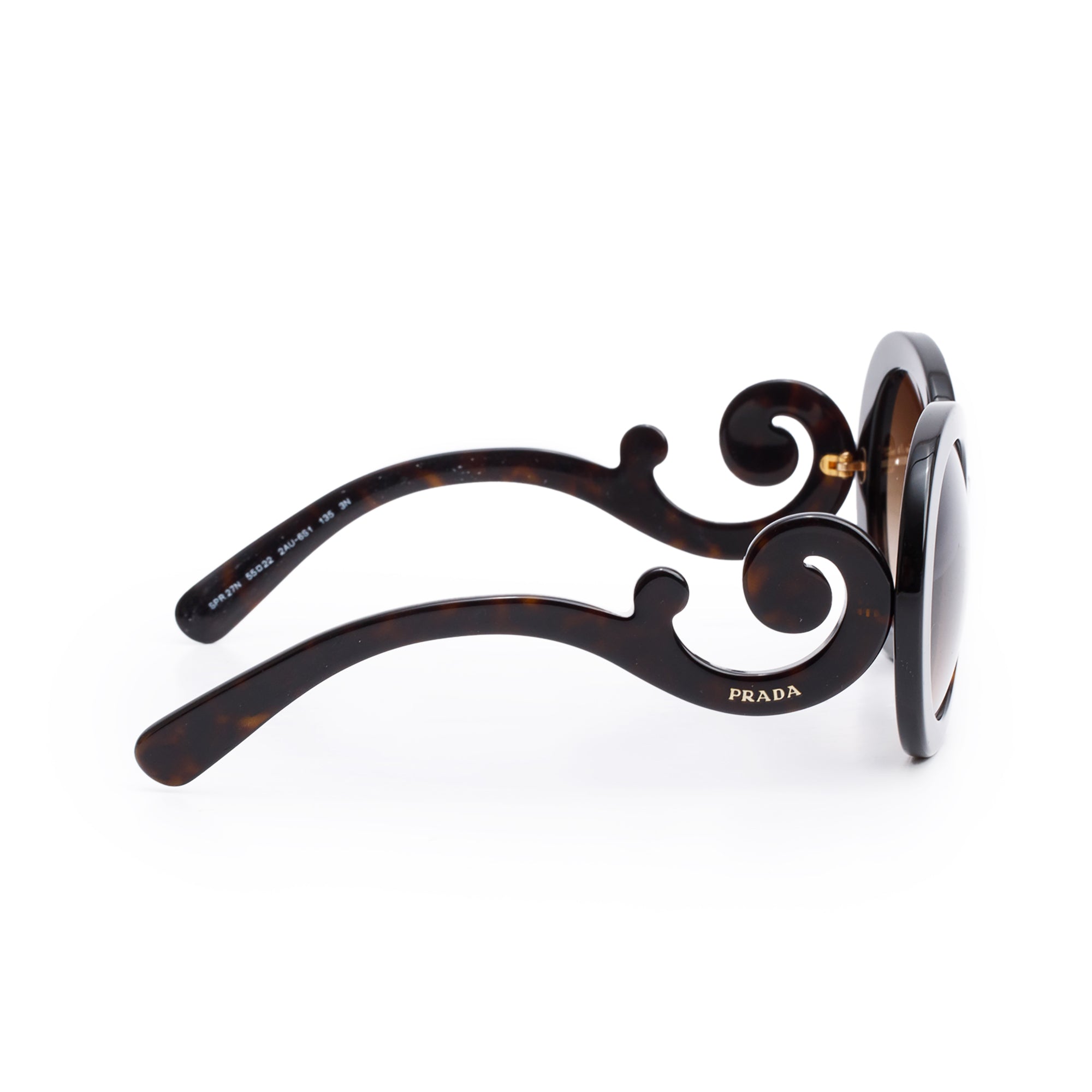 Prada SPR27N Black Acetate Classic Spiral Sunglasses w/ Box & Case