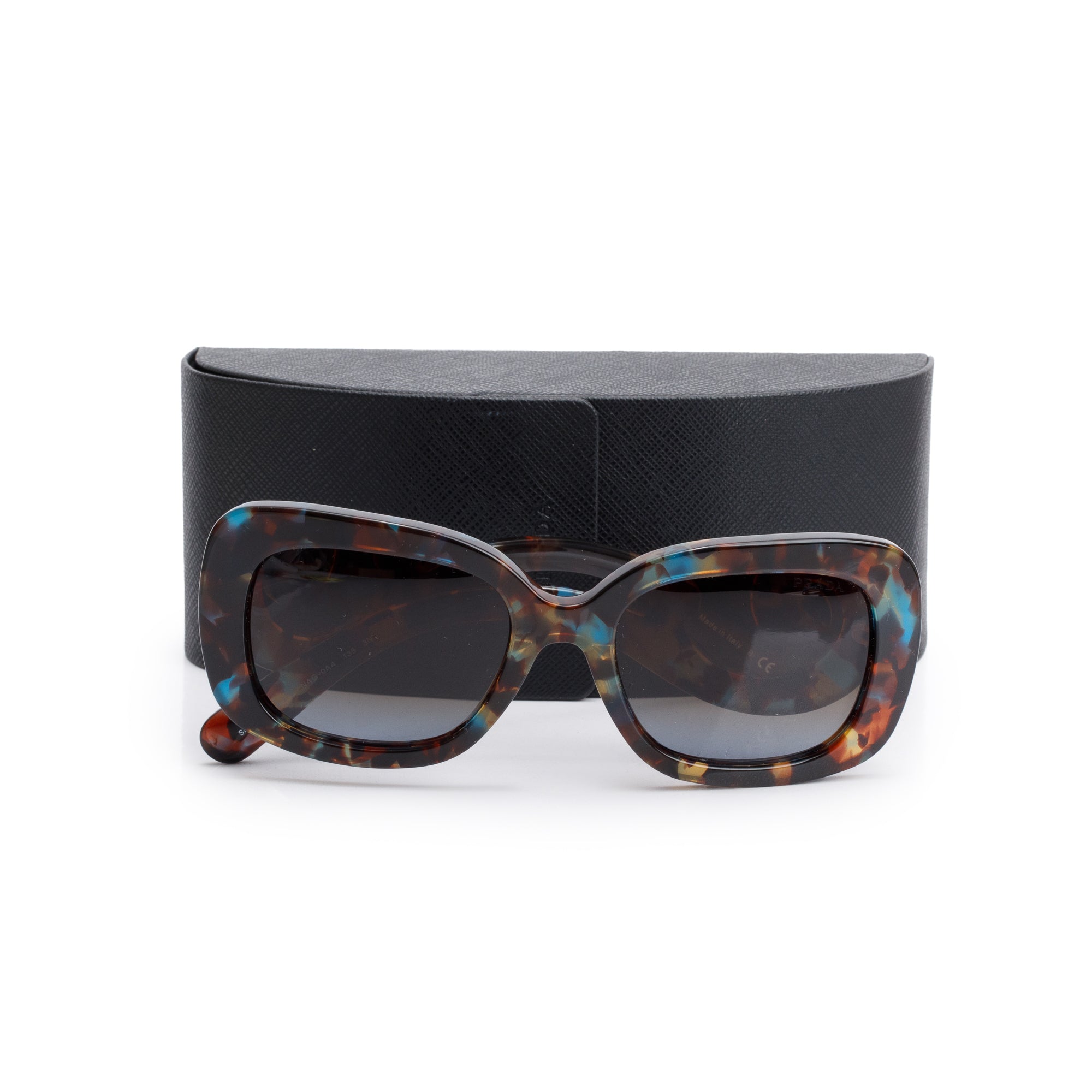 Prada SPR27O Brown Camouflage Acetate Classic Spiral Sunglasses w/ Case