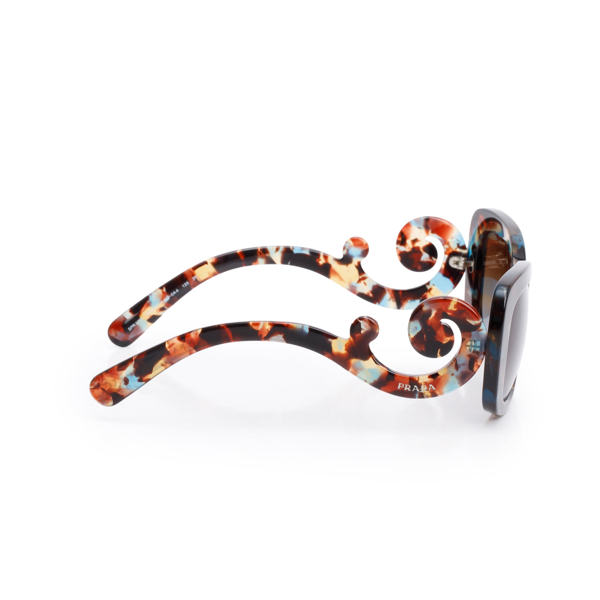 Prada SPR27O Brown Camouflage Acetate Classic Spiral Sunglasses w/ Case