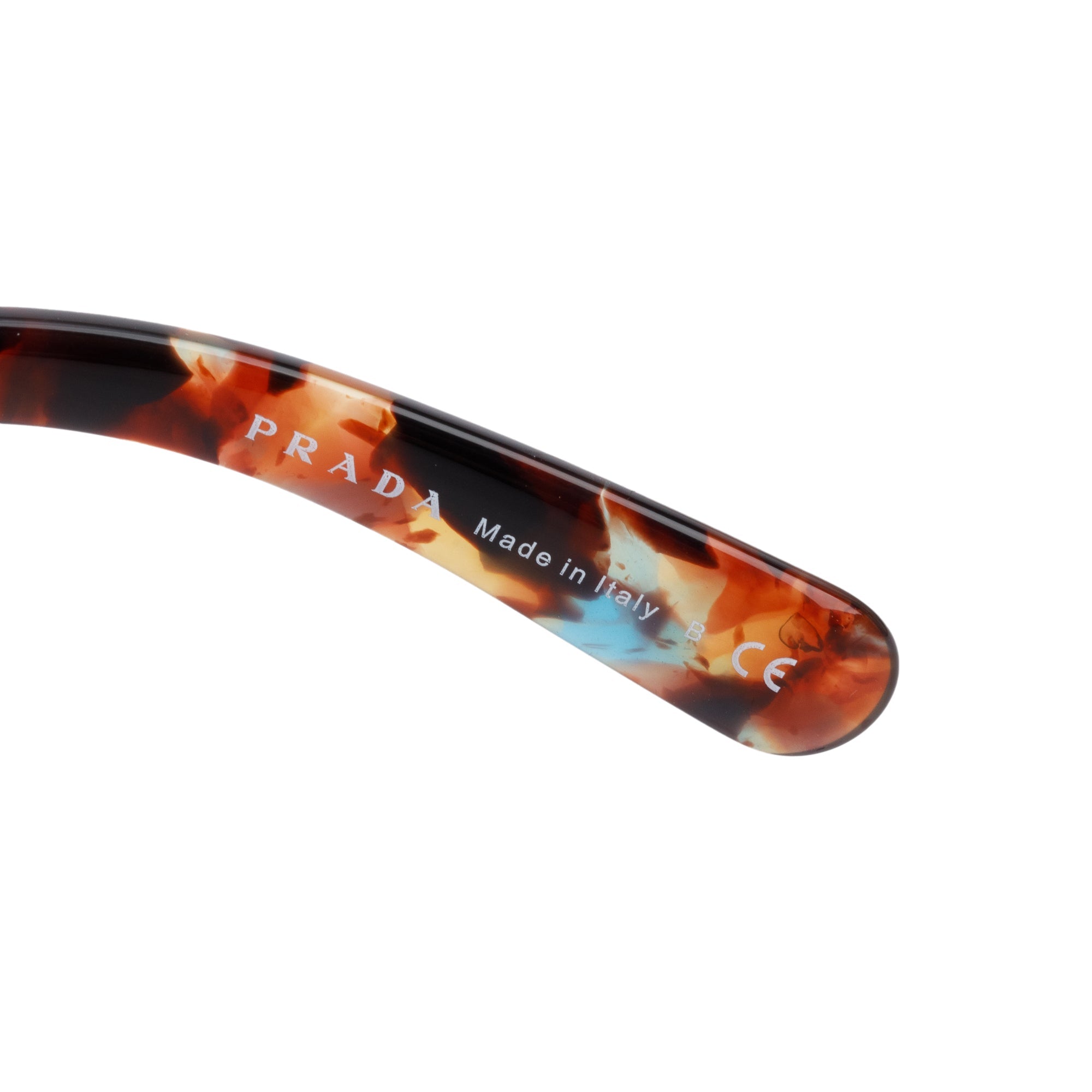 Prada SPR27O Brown Camouflage Acetate Classic Spiral Sunglasses w/ Case