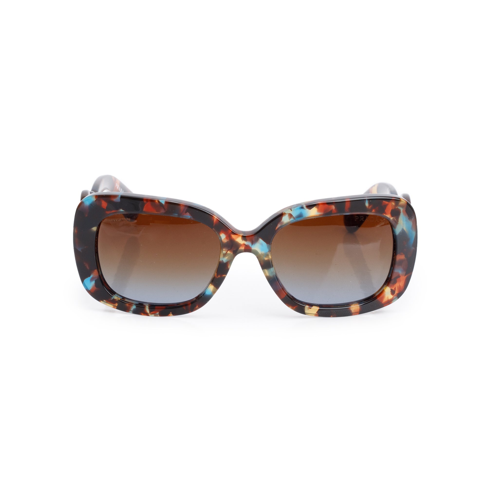 Prada SPR27O Brown Camouflage Acetate Classic Spiral Sunglasses w/ Case
