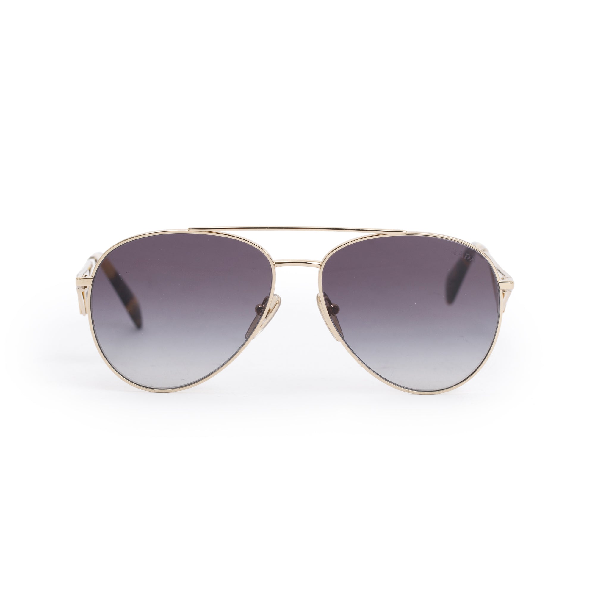 Prada SPR73Z Gold-Tone Metal Triangle Logo Aviator Sunglasses