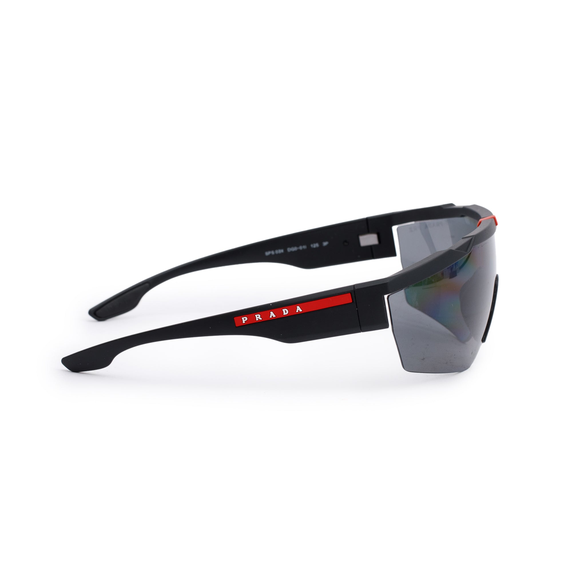 Prada SPS036 Black Linea Rossa Sport Shield Sunglasses w/ Box & Case