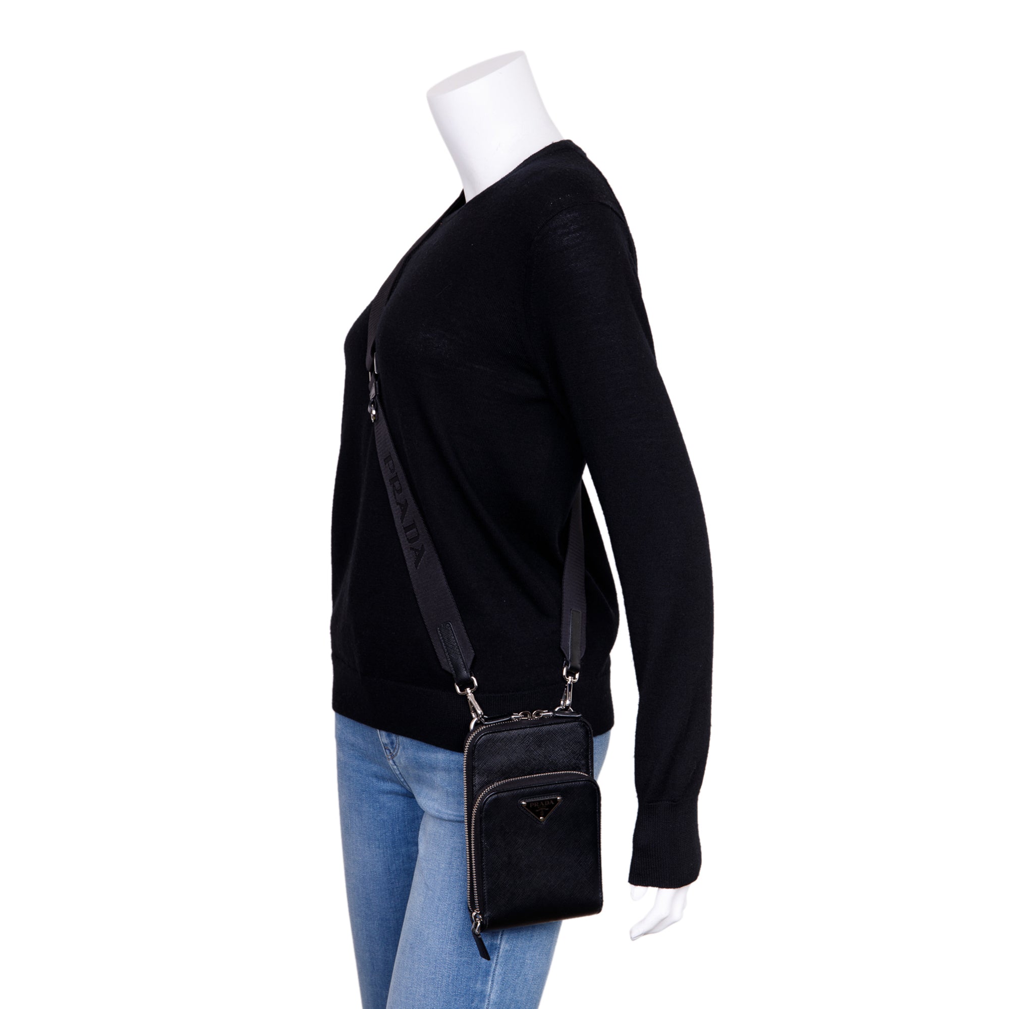 Prada Saffiano Leather Smartphone Case Crossbody Bag