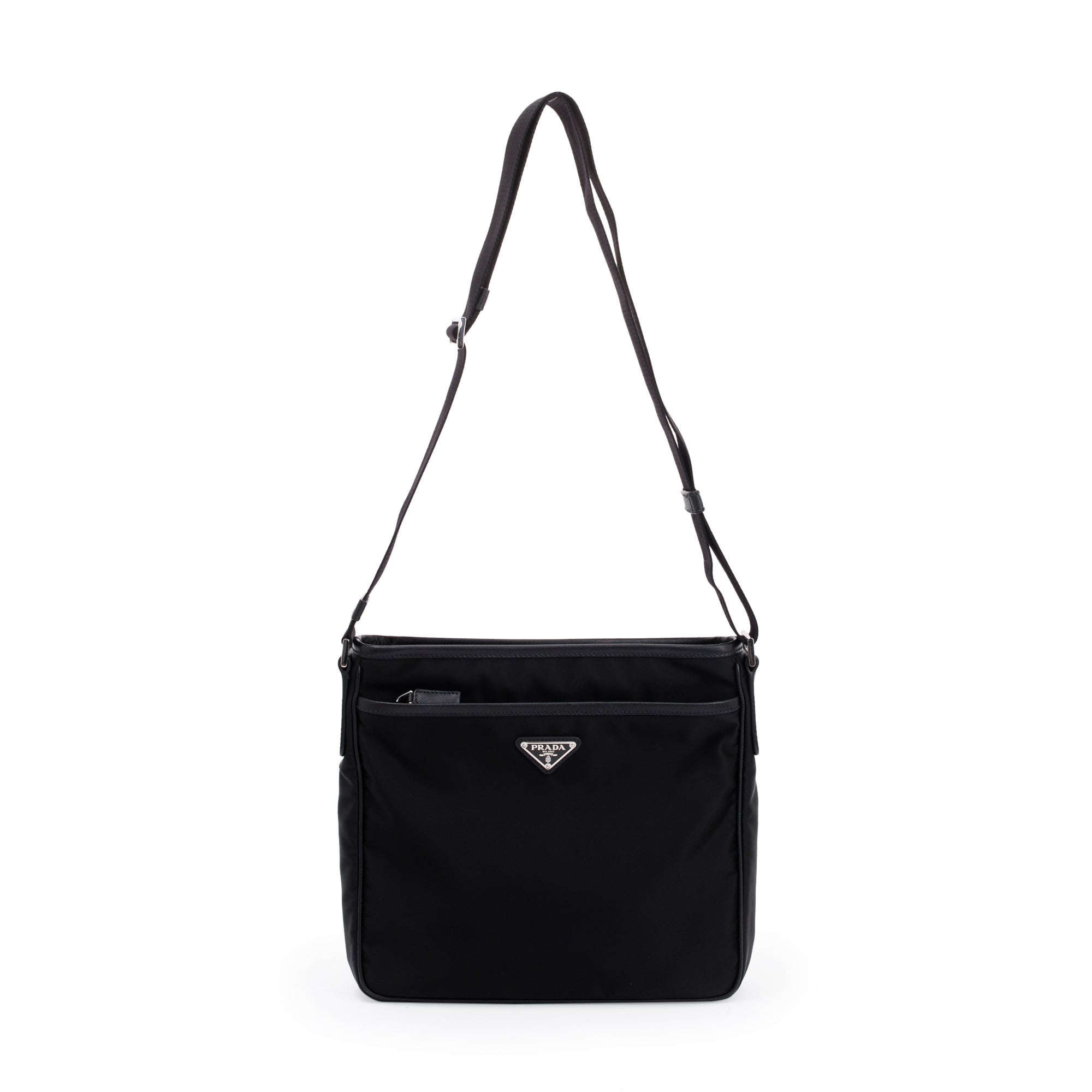 Prada Saffiano Leather-Trimmed Tessuto Nylon Messenger Bag