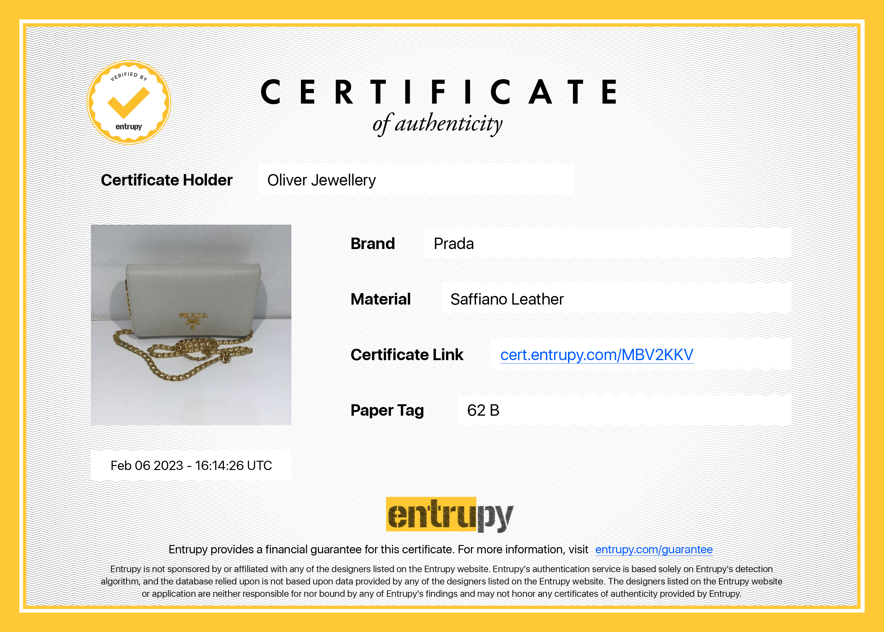 Prada Saffiano Lux Wallet on Chain w/ Authenticity Card