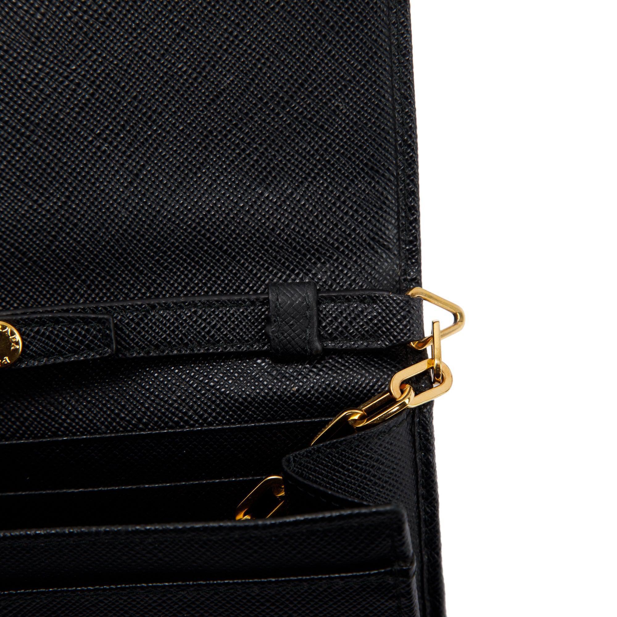 Prada Saffiano Lux Wallet on Chain w/ Box