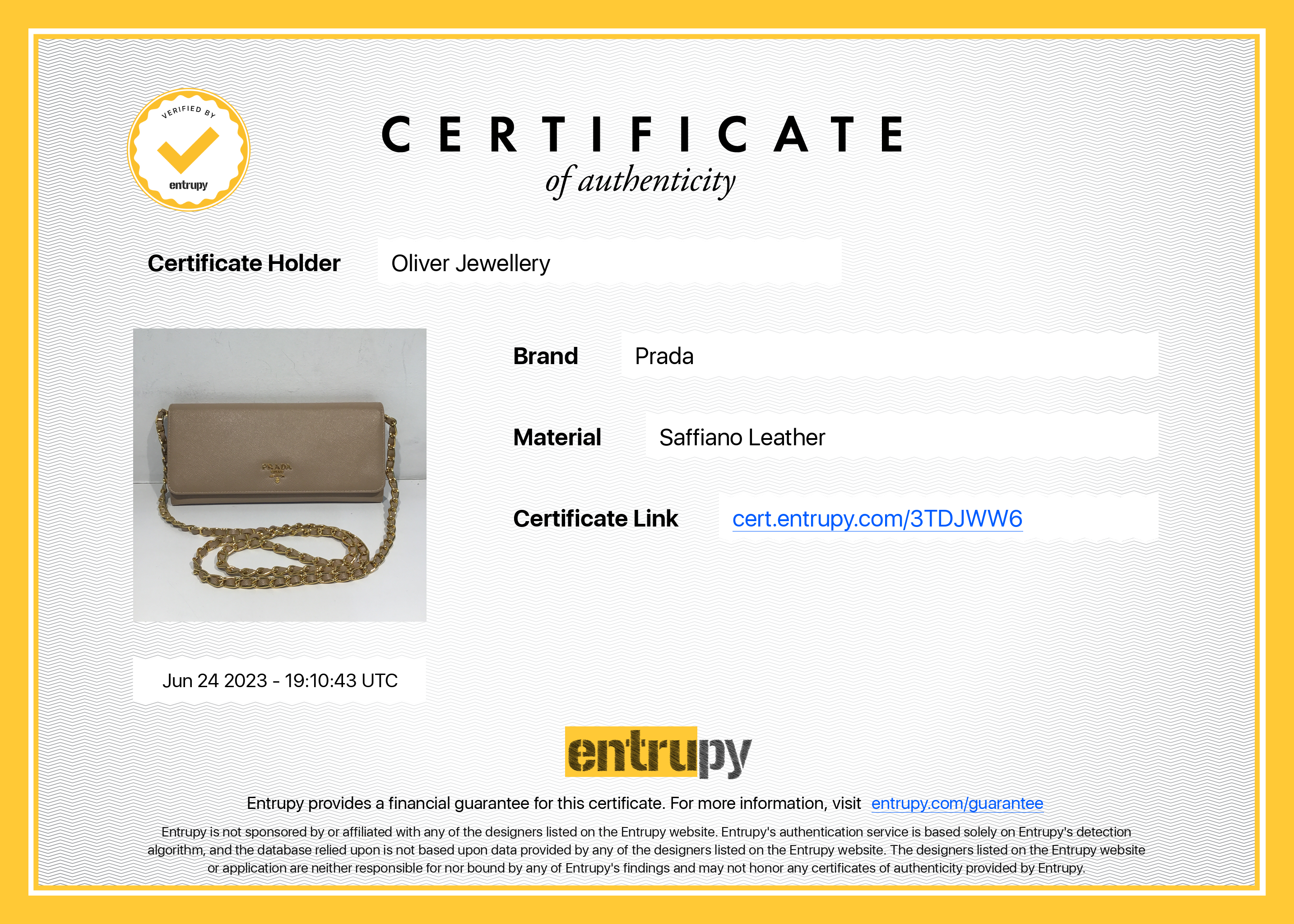 Prada Saffiano Metal Wallet on Chain w/ Box & Authenticity Card