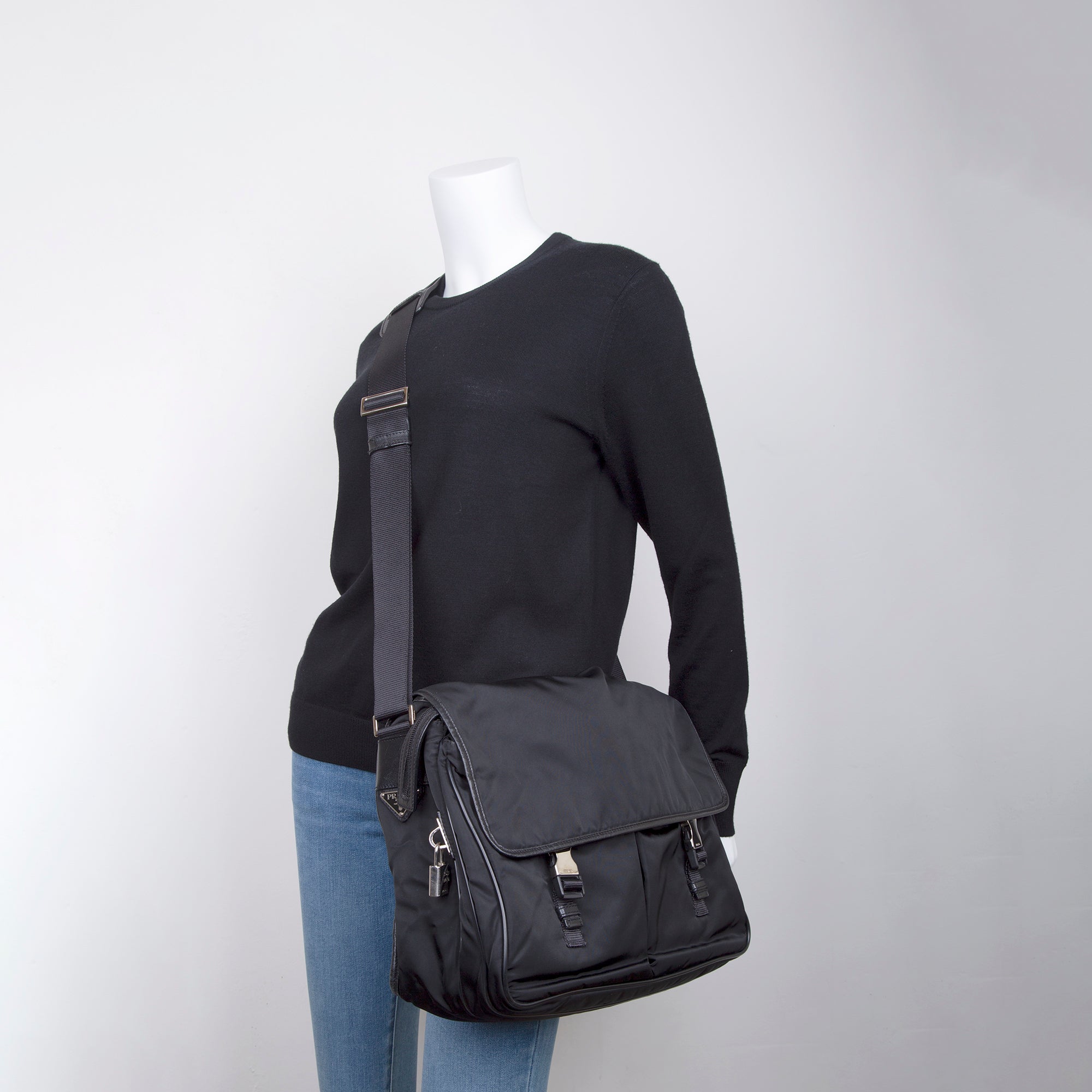 Prada Saffiano-Trimmed Tessuto Nylon Messenger Bag