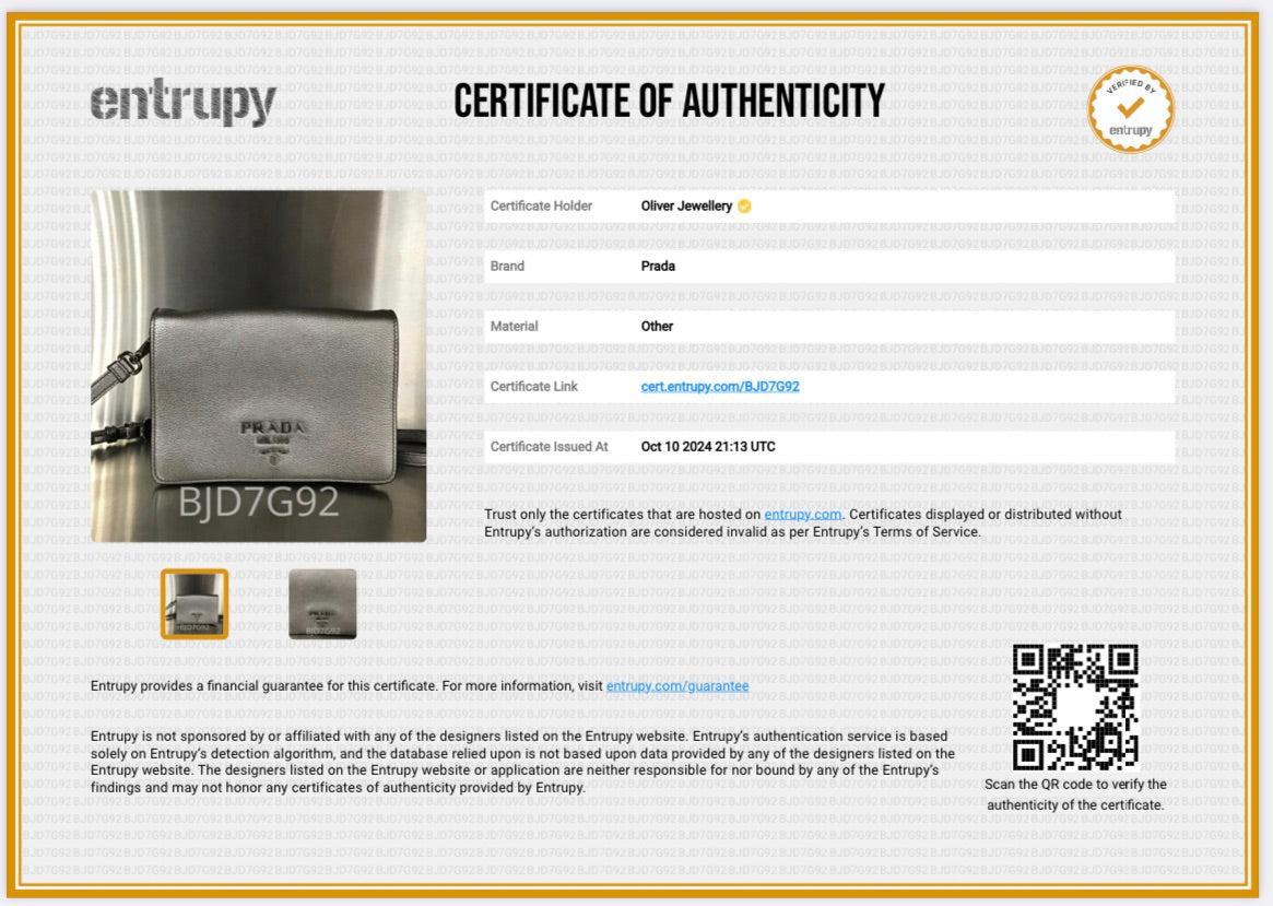 Prada Silver Metallic Vitello Daino Metal Logo Crossbody Bag