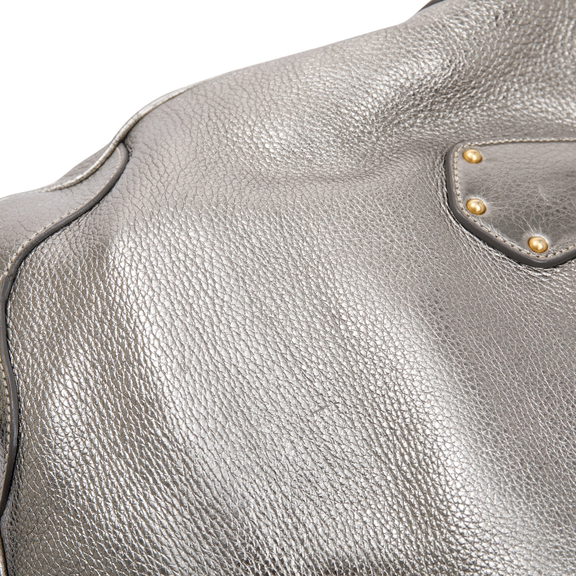 Prada Silver Vitello Daino Leather Tote w/ Strap & Authenticity Card