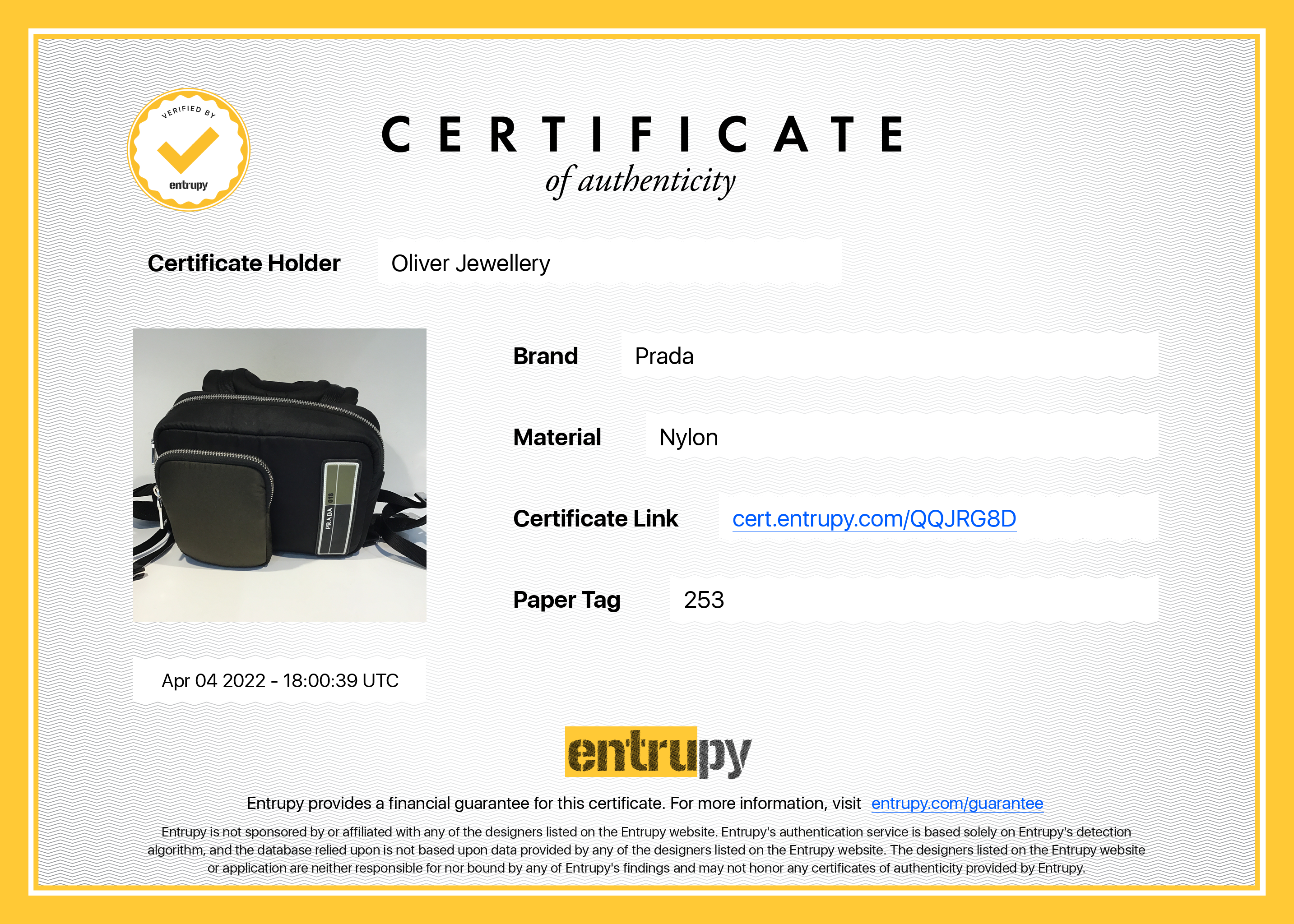 Prada Small Logo Patch Tessuto Nylon Backpack