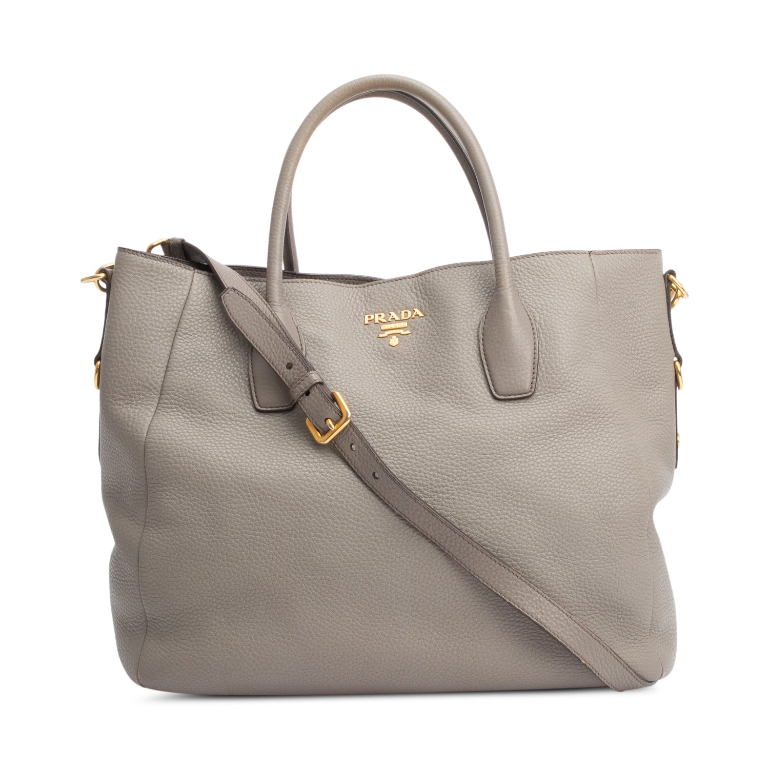 Prada Taupe Vitello Daino Leather Tote w/ Strap