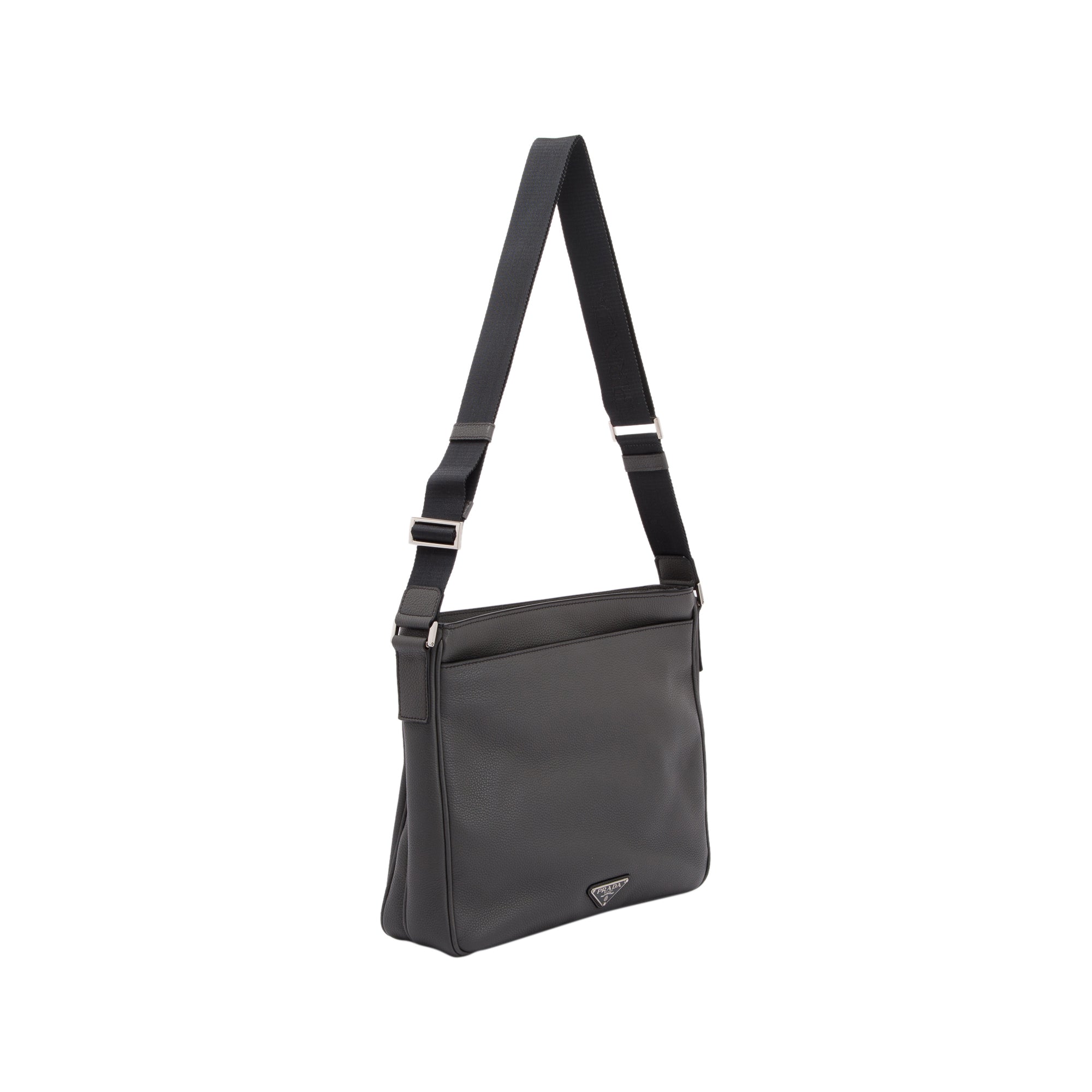 Prada Vitello Daino Front Pocket Zip Messenger Bag