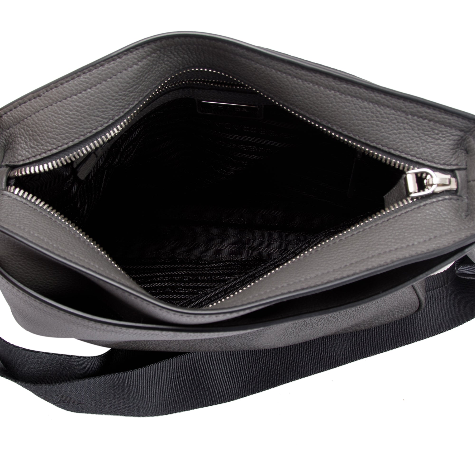 Prada Vitello Daino Front Pocket Zip Messenger Bag