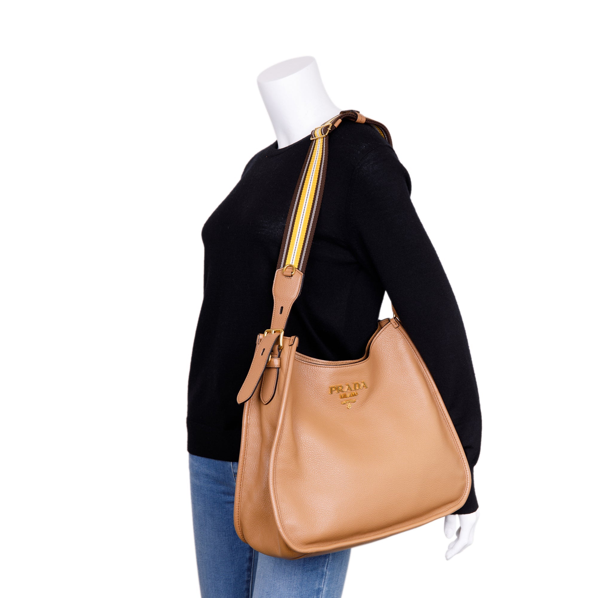 Prada Vitello Daino Soft Hobo Bag w/ Strap