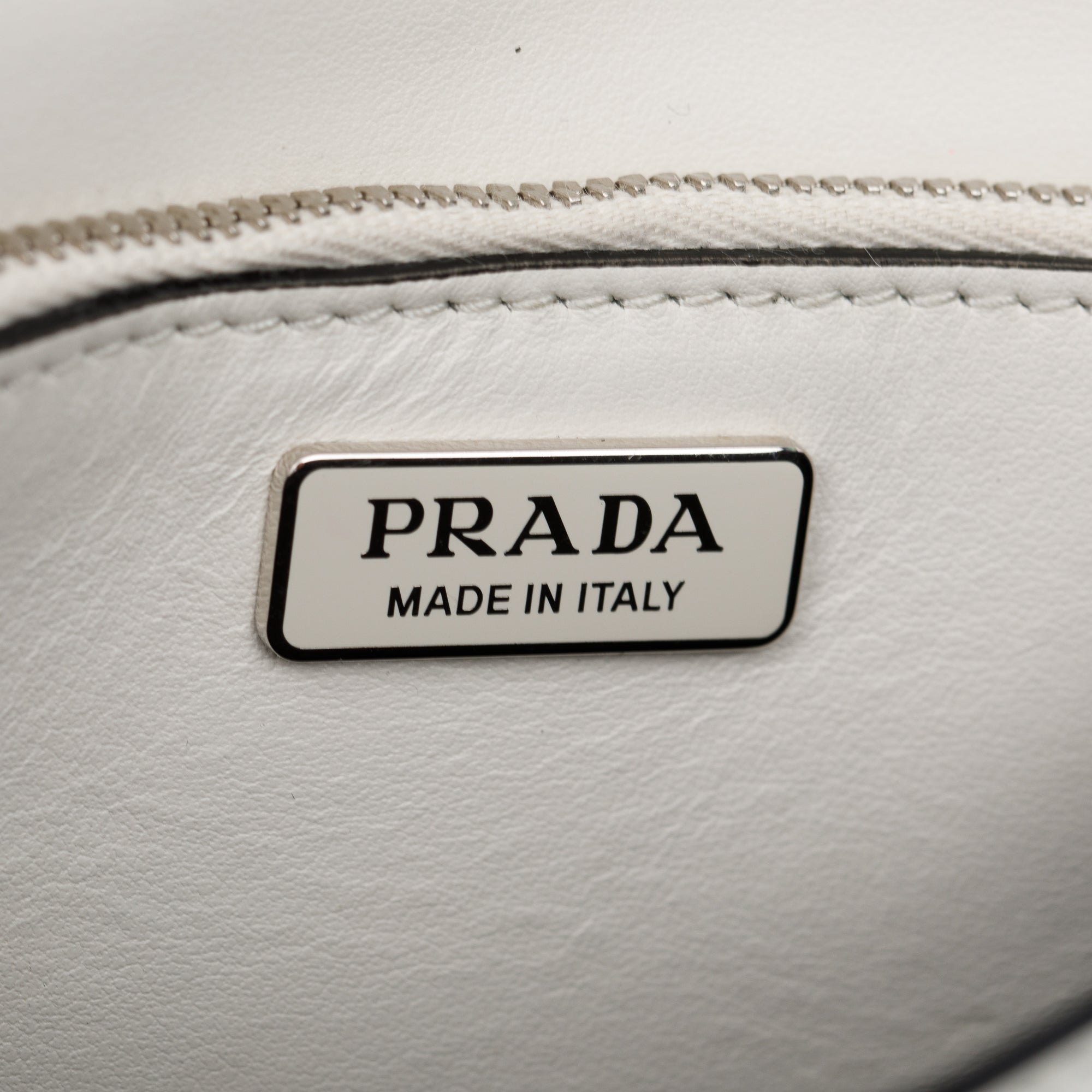 Prada White Brushed Leather Shoulder Bag