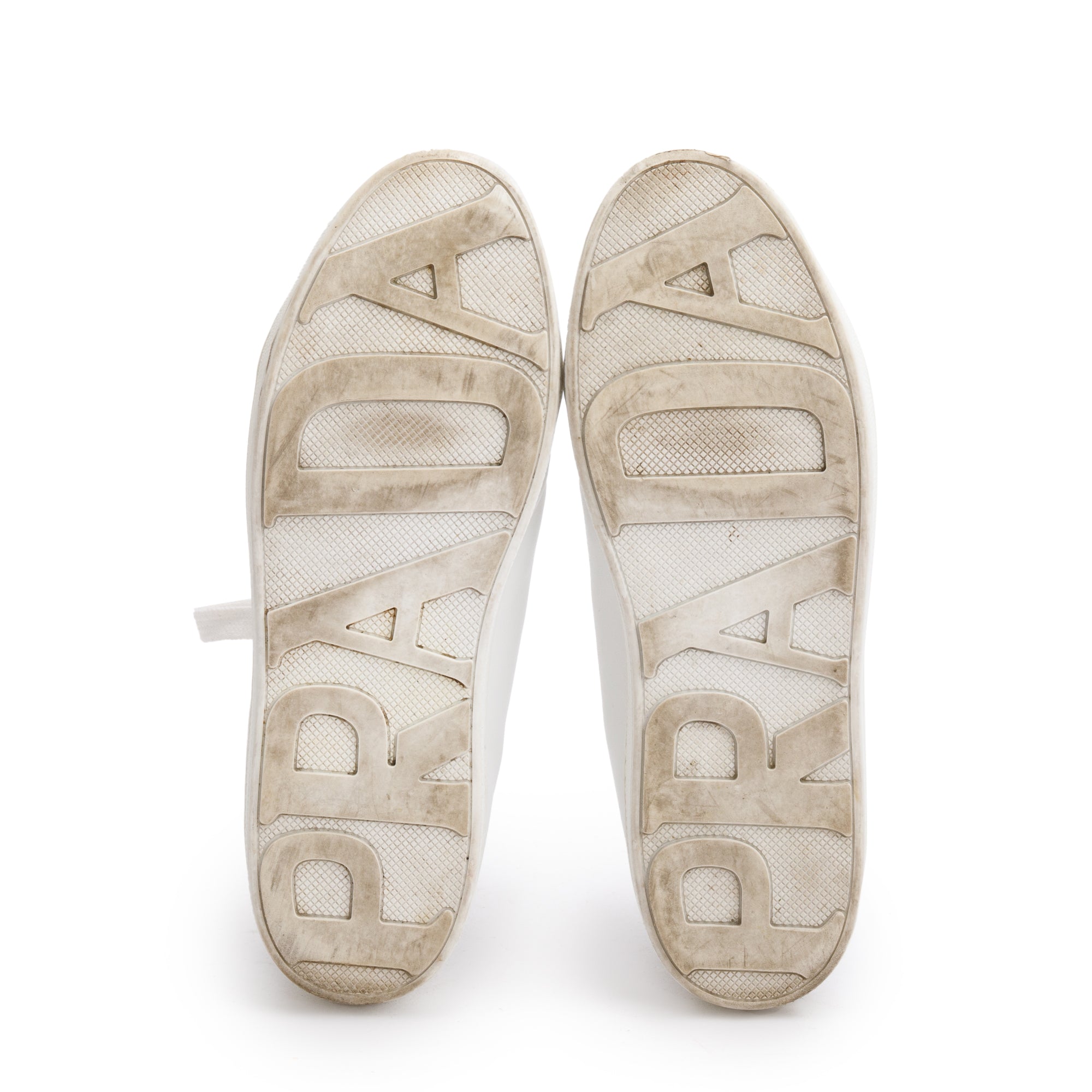 Prada White Calfskin Leather Basket Sneakers, Size 40