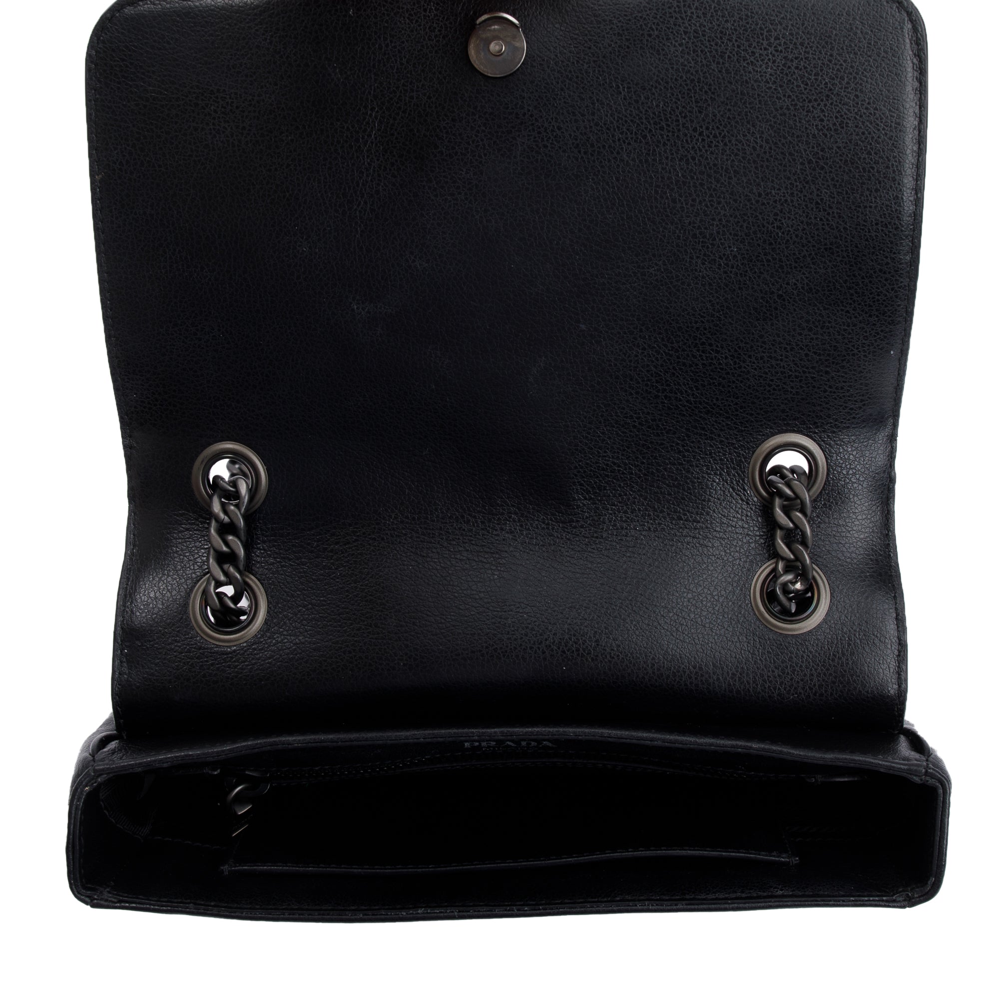 Prada White Leather Glace Studded Crossbody Bag w/ Authenticity Card