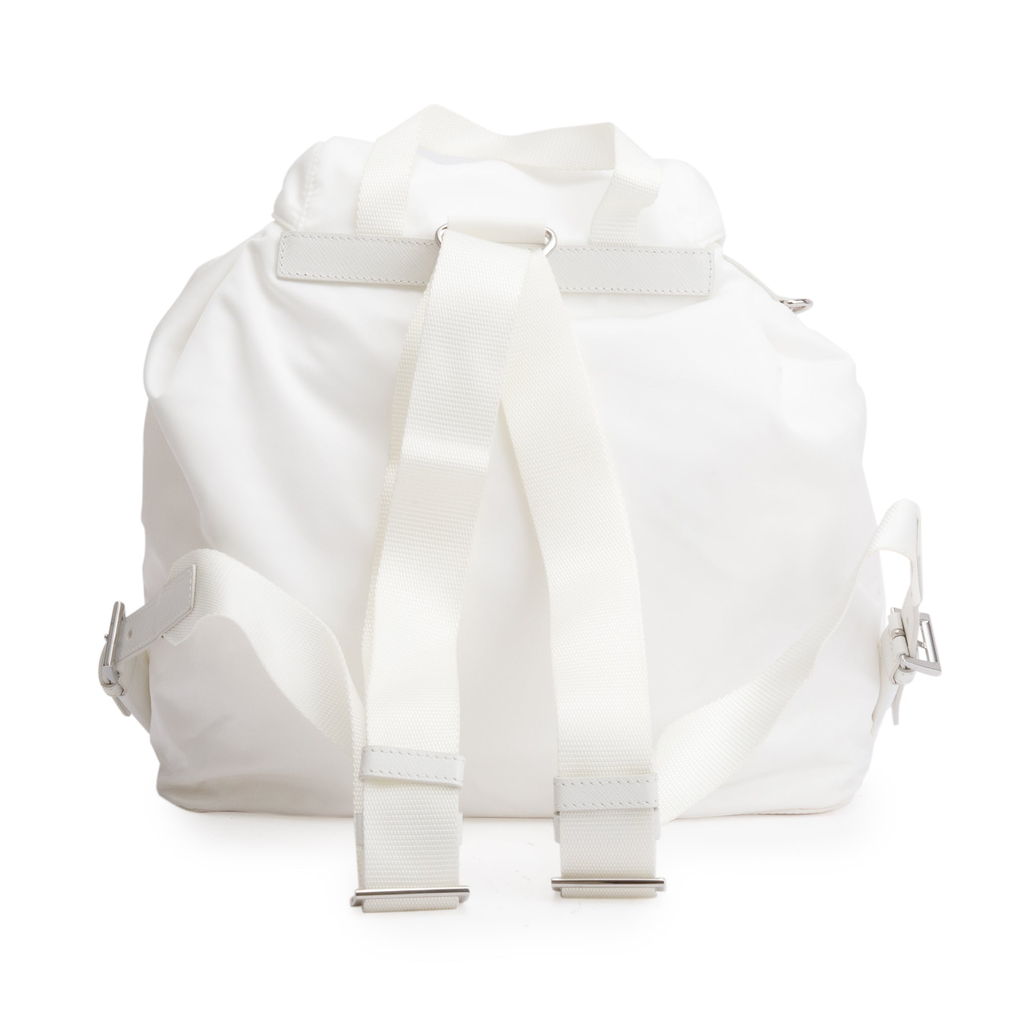 Prada White Re-Nylon Saffiano Medium Backpack w/ Pouch