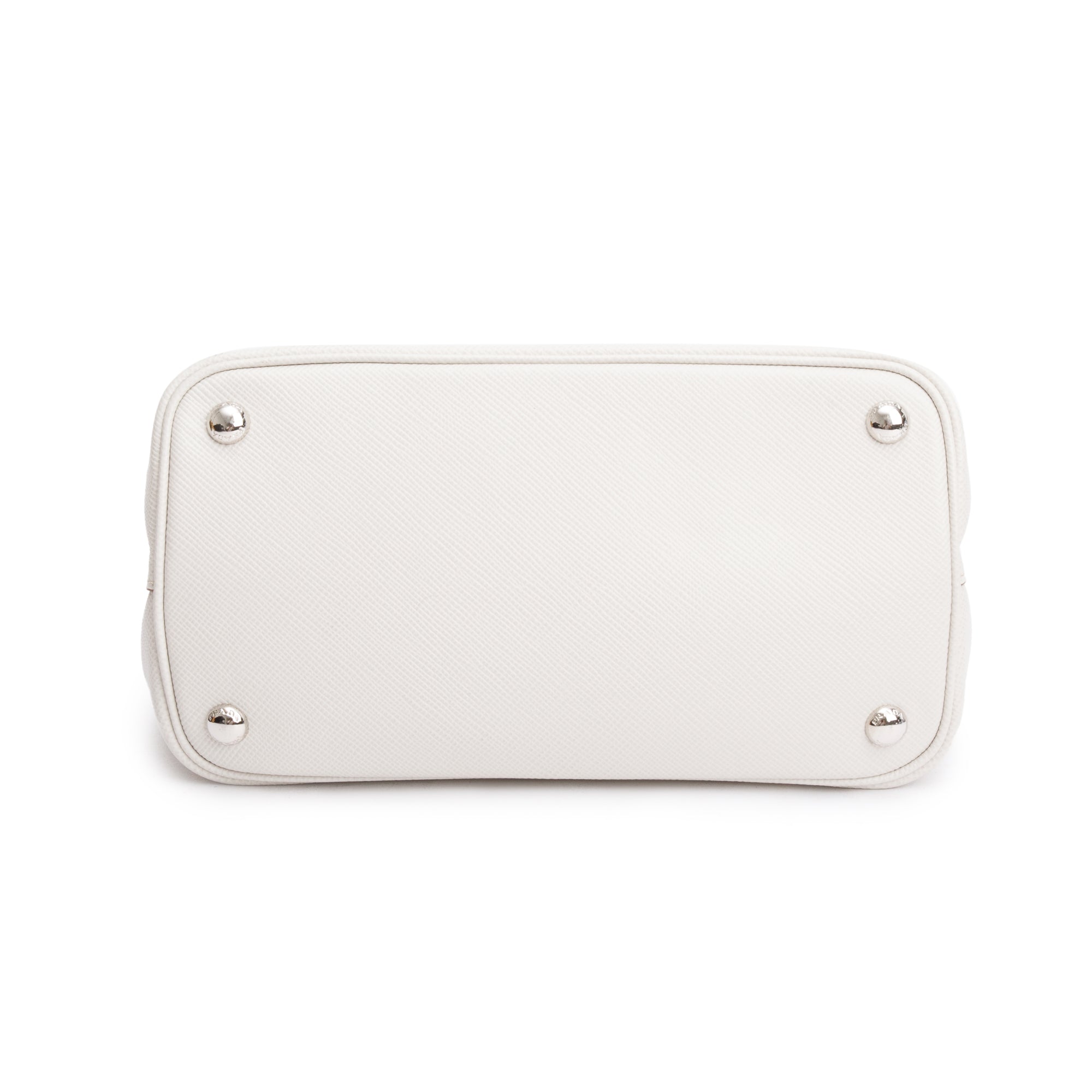 Prada White Saffiano Cuir Top Handle Bag w/ Strap & Authenticity Card
