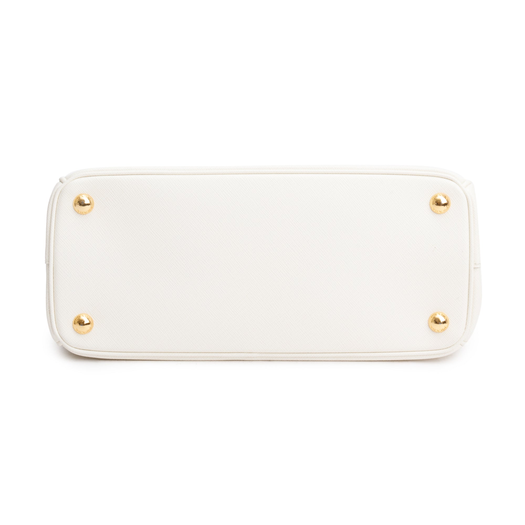 Prada White Saffiano Leather Small Double Zip Galleria Tote w/ Strap
