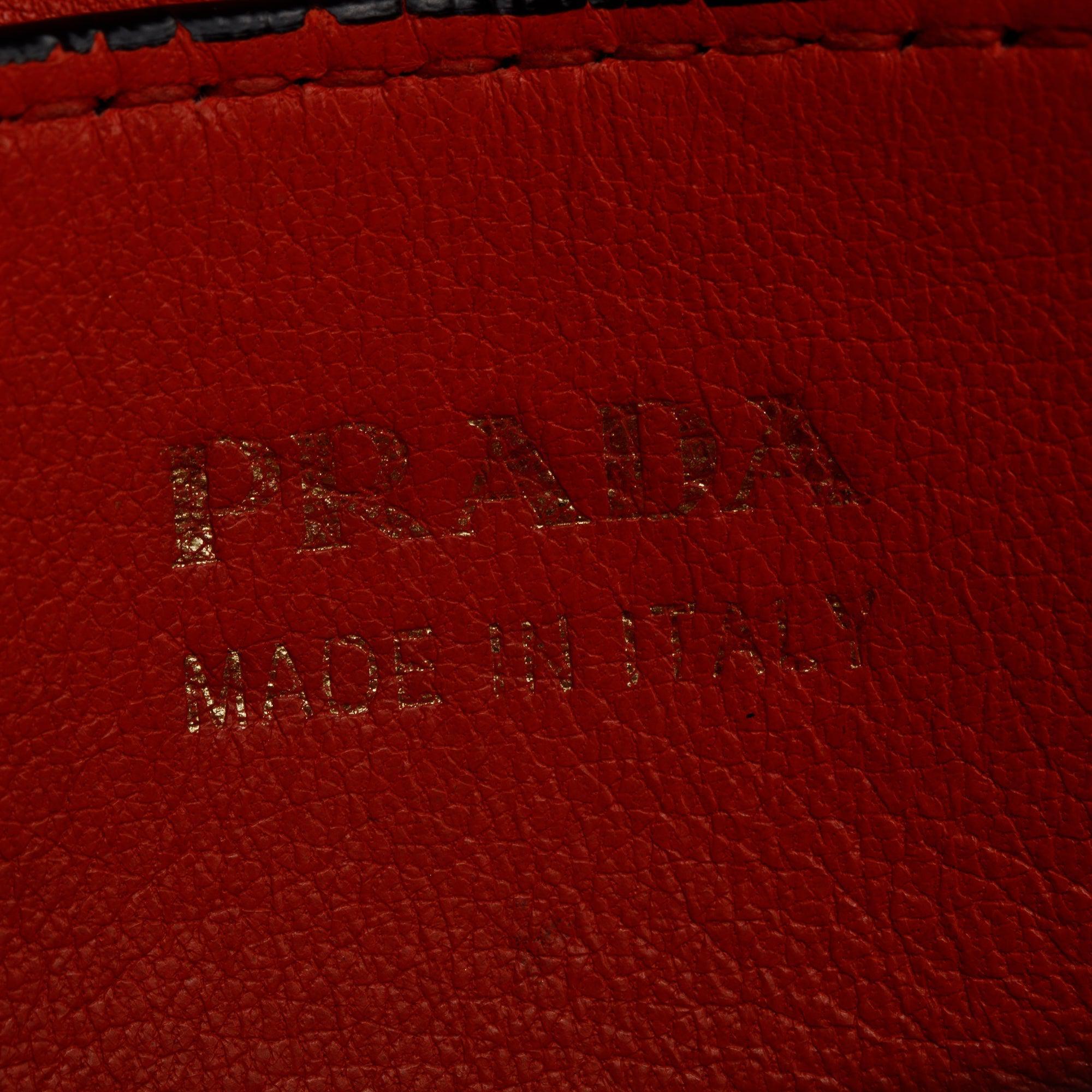 Prada White Saffiano Lux Medium Cuir Double Tote w/ Strap