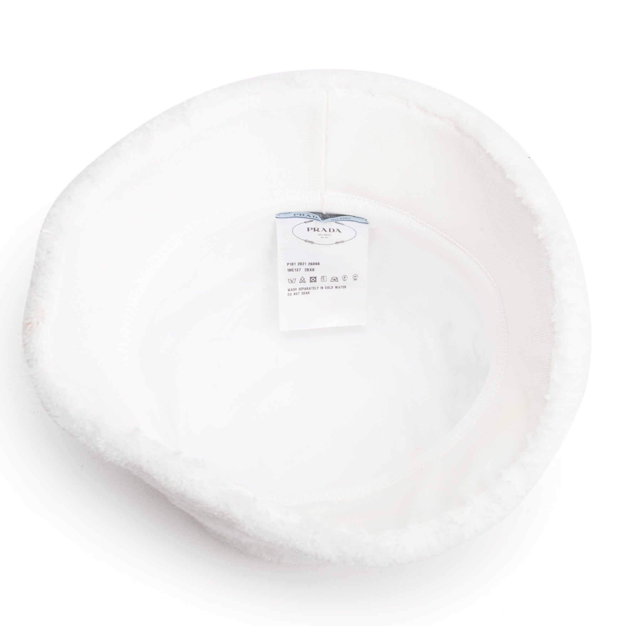 Prada White Shearling Bucket Hat