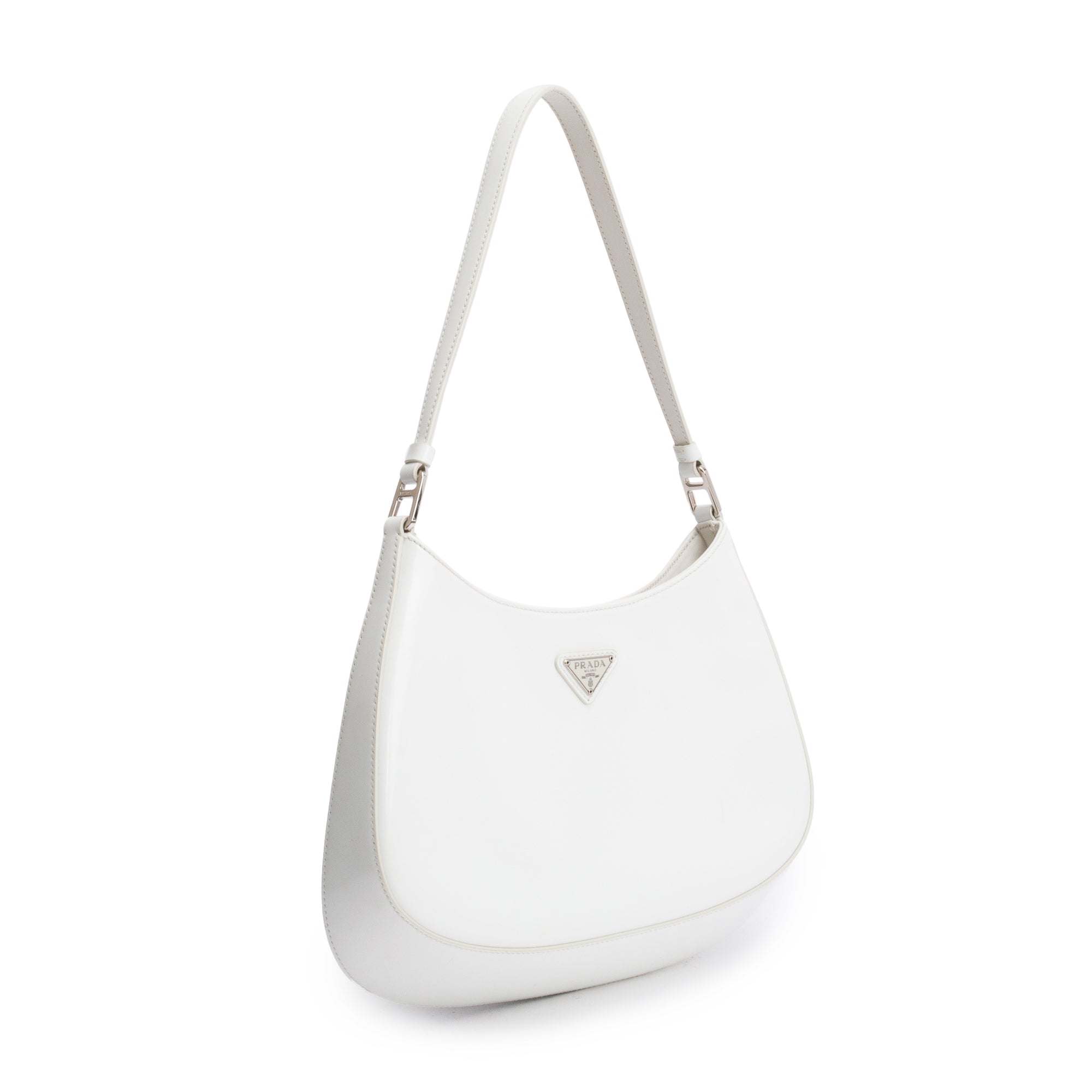 Prada White Spazzolato Leather Cleo Bag