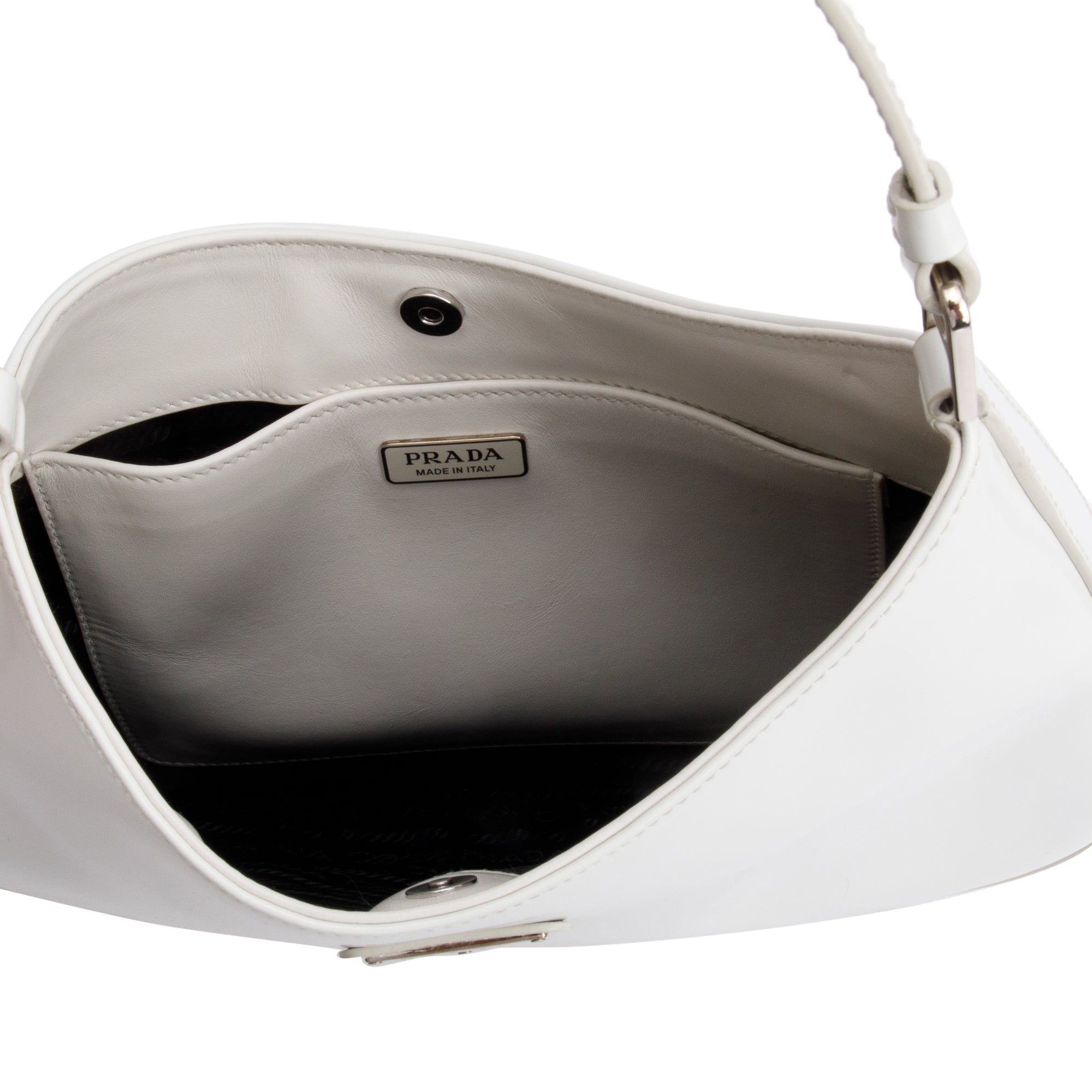 Prada White Spazzolato Leather Cleo Bag