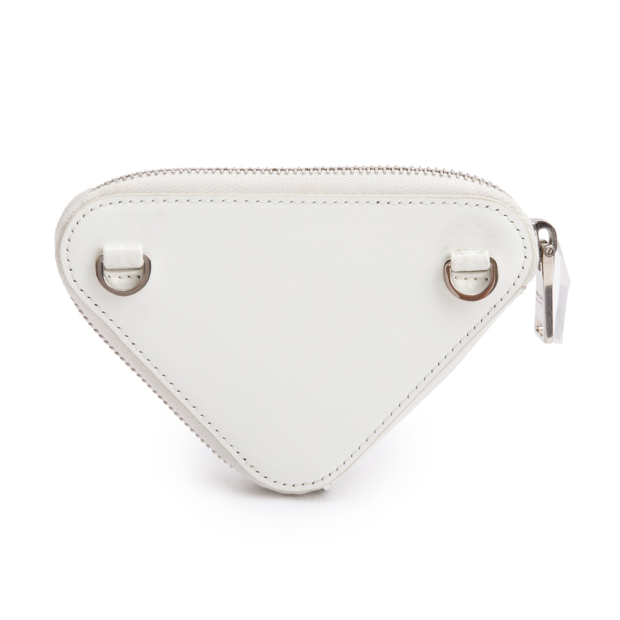 Prada White Spazzolato Leather Mini Triangle Crossbody Bag